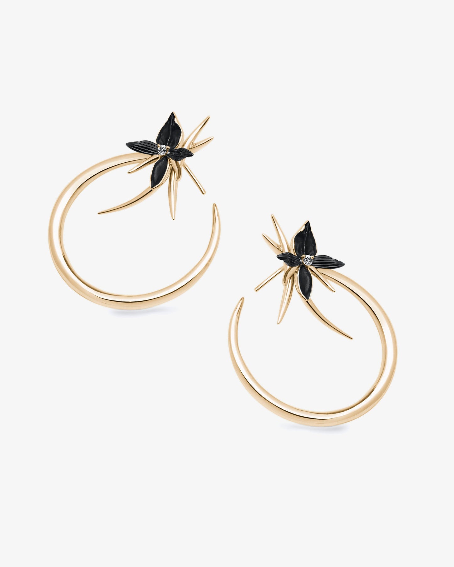Shaun Leane Black Orchid Diamond Hoop Earrings