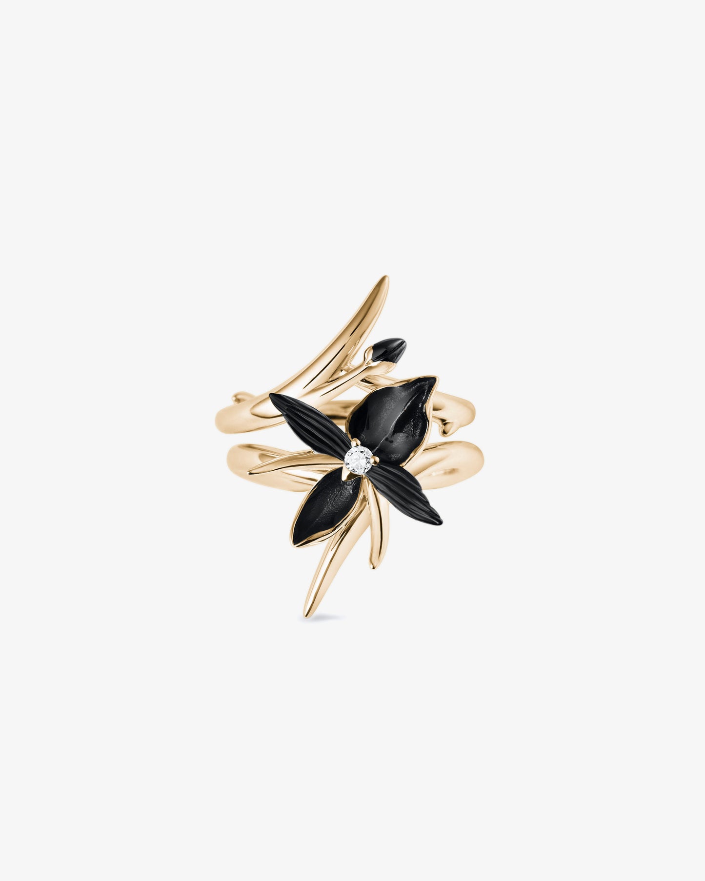 Black Orchid Interlocking Flower Diamond Ring
