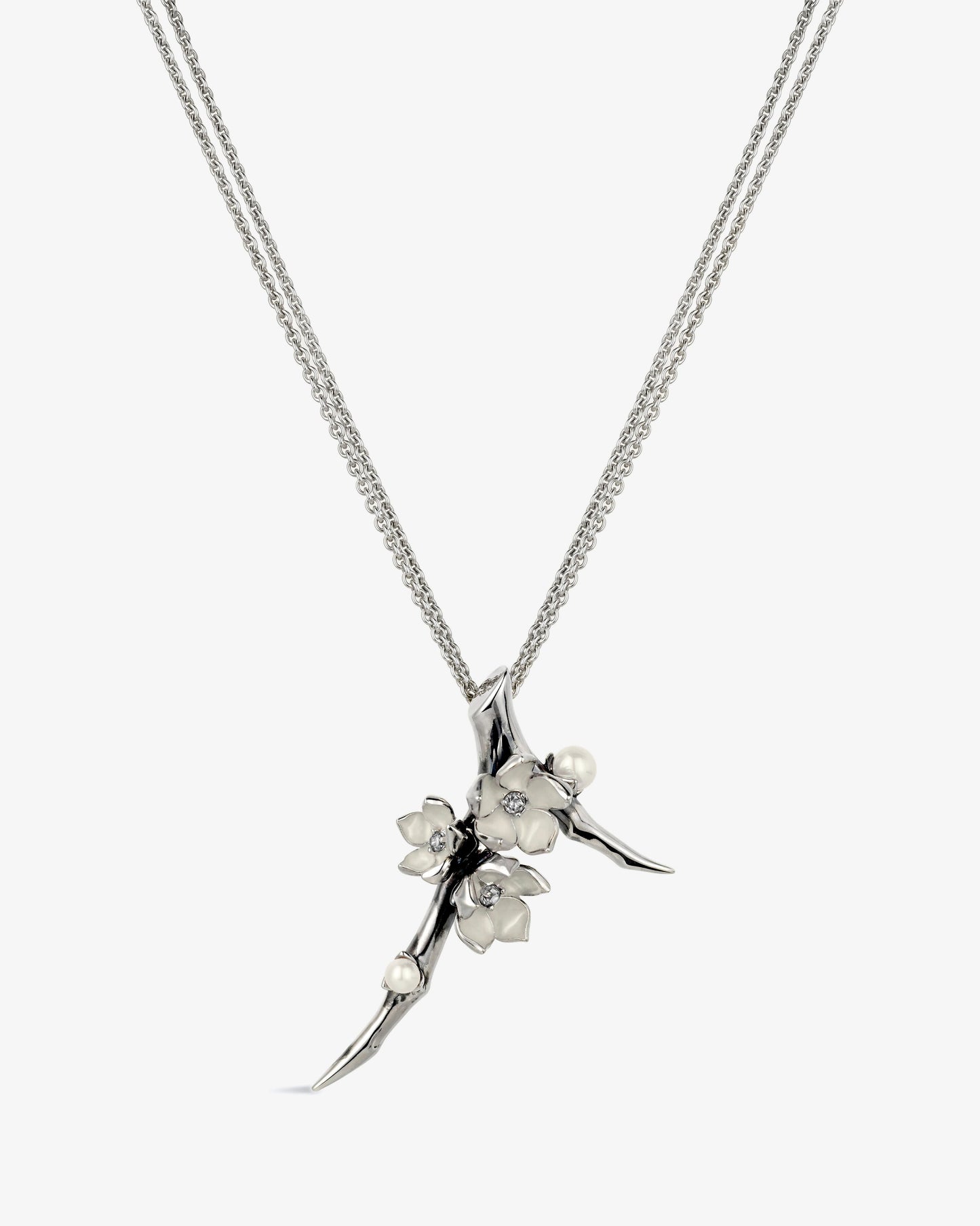 Shaun Leane Cherry Blossom Branch Diamond and Pearl Pendant