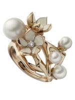 Pierścień Cherry Blossom, srebro lub srebro pozłacane, perły i diamenty, 2376 PLN / 2640 PLN