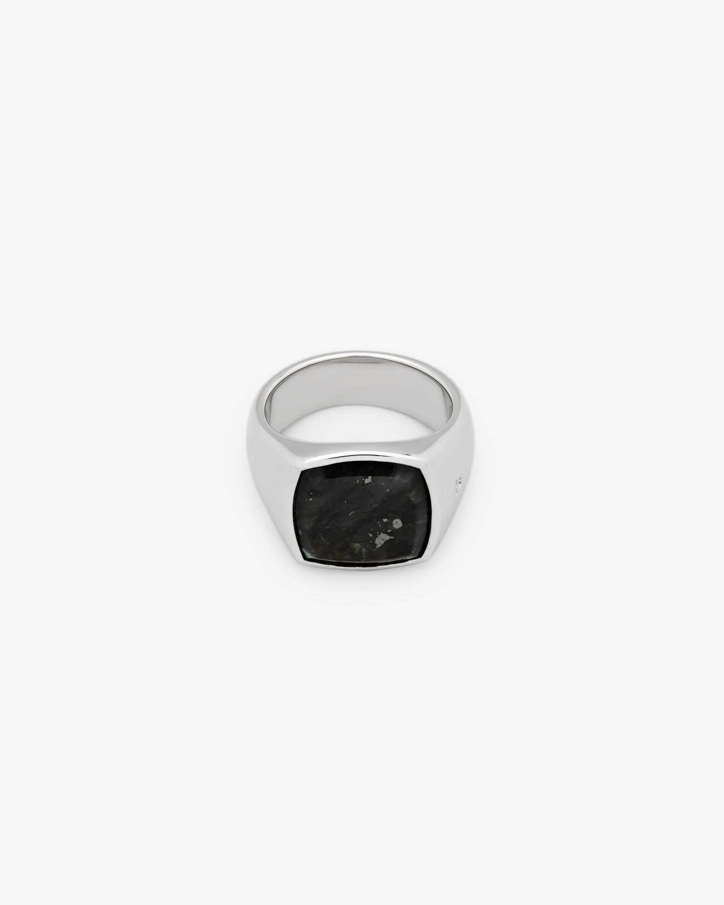 Tom Wood Cushion Black Larvikite Ring