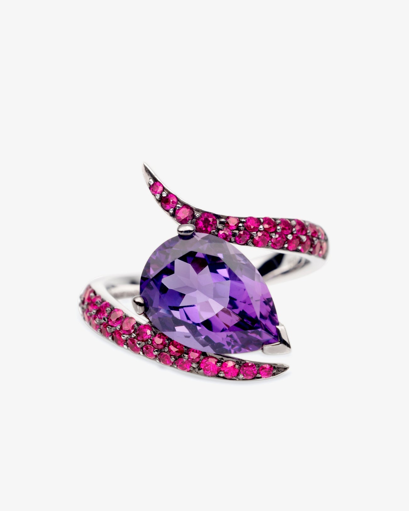 Shaun Leane 18K White Gold Aurora Amethyst and Ruby Ring