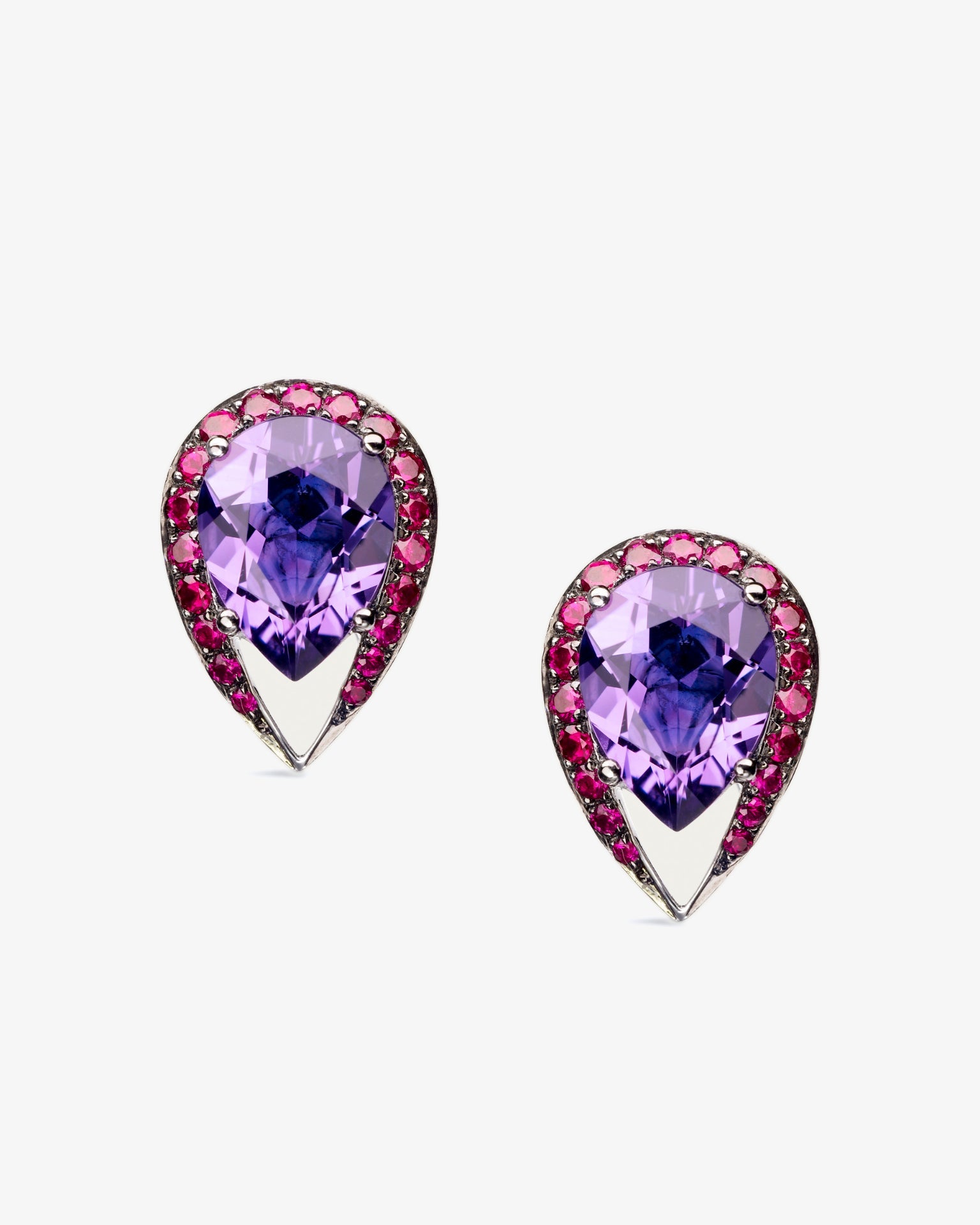 Shaun Leane 18K White Gold Aurora Amethyst and Ruby Earrings