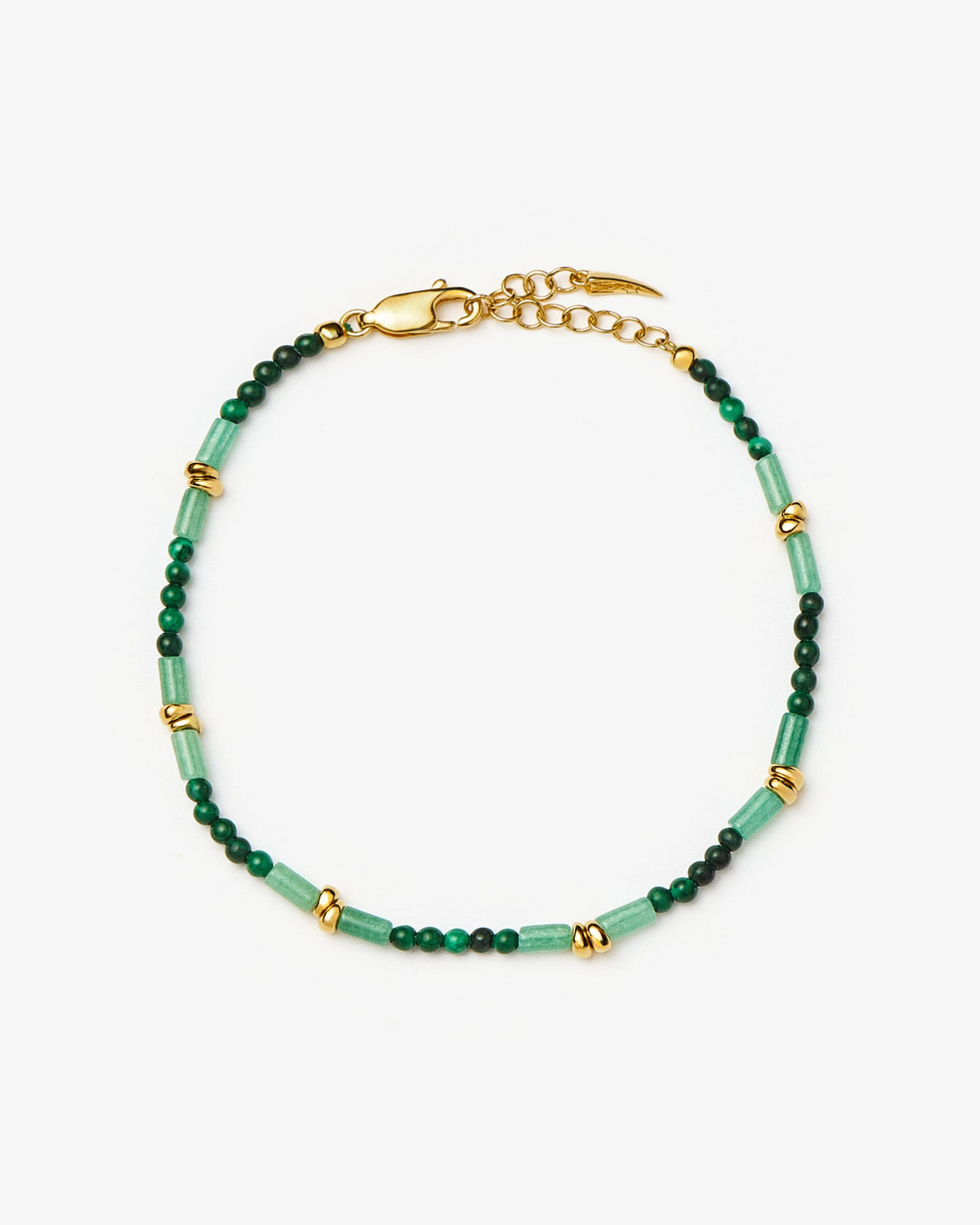 Missoma Beaded Malachite and Aventurine Bracelet in gold-plated brass