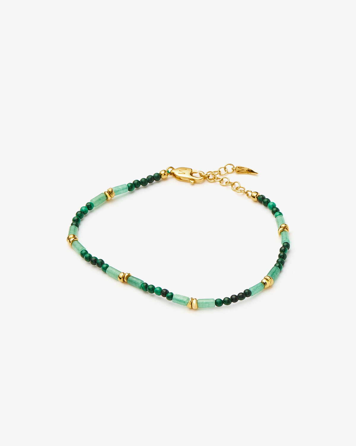 Missoma Beaded Malachite and Aventurine Bracelet in gold-plated brass, view 2