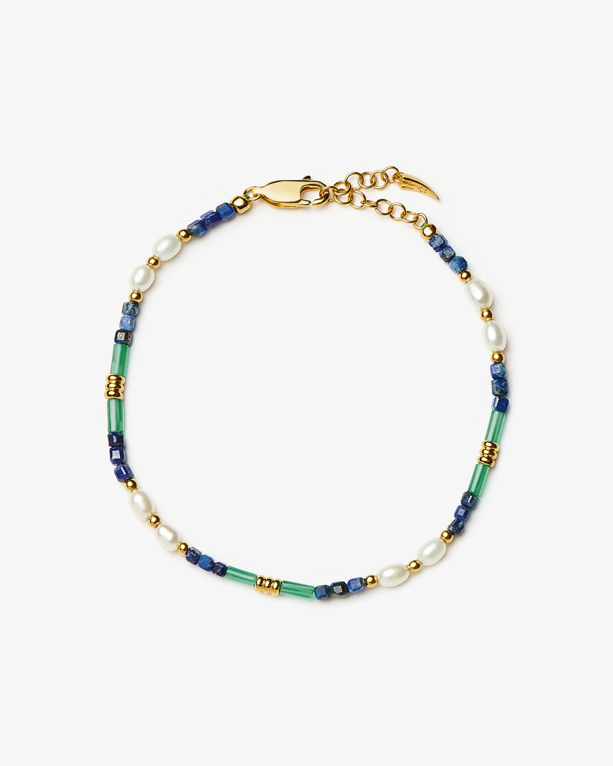 Missoma Beaded Lapis Onyx and Pearl Bracelet in gold-plated brass