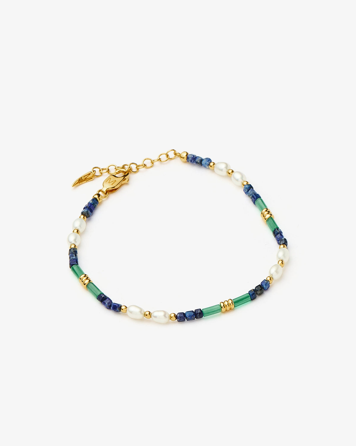Missoma Beaded Lapis Onyx and Pearl Bracelet in gold-plated brass, view 2