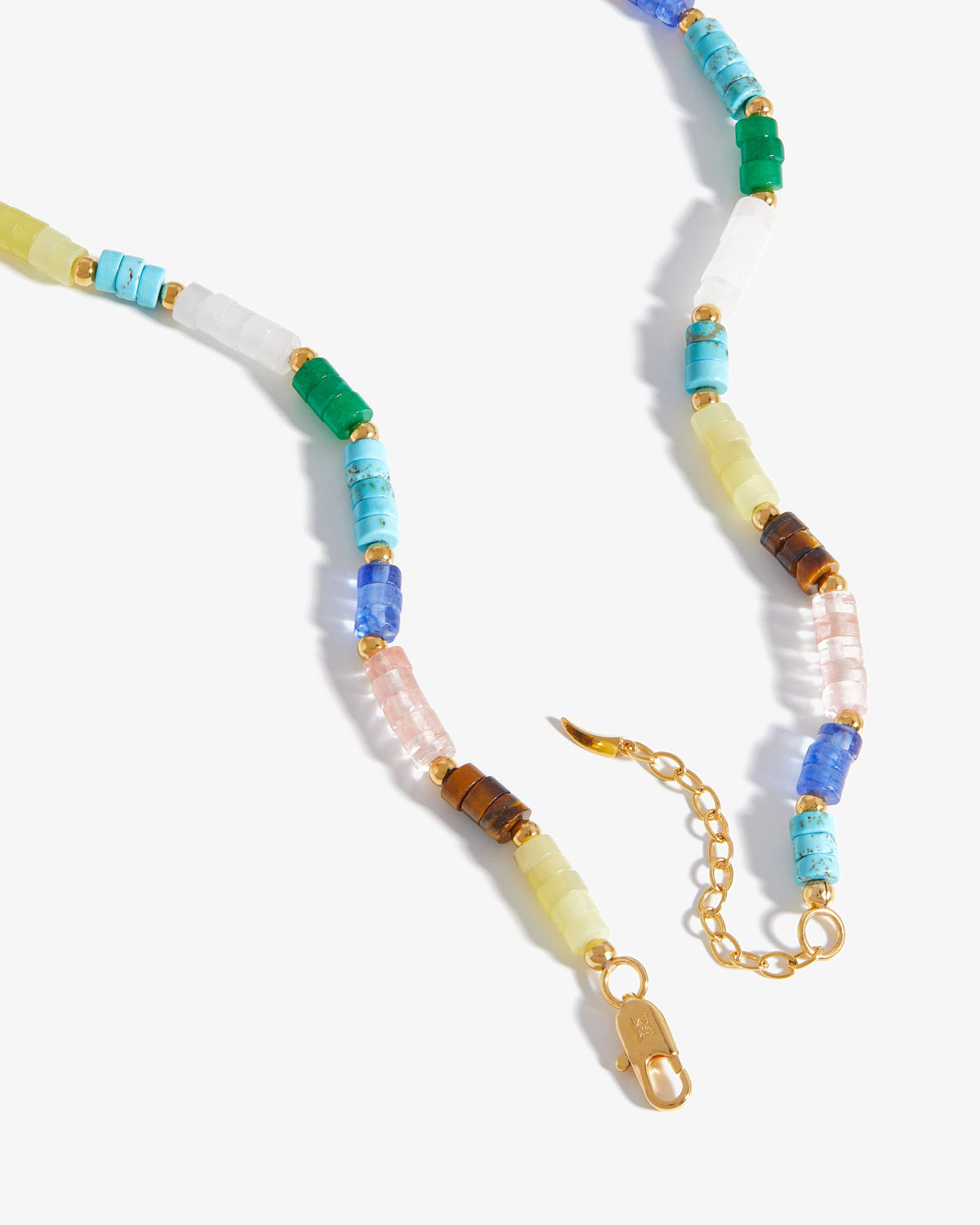 Missoma Medium Beaded Gemstone Stack Necklace in gold-plated brass