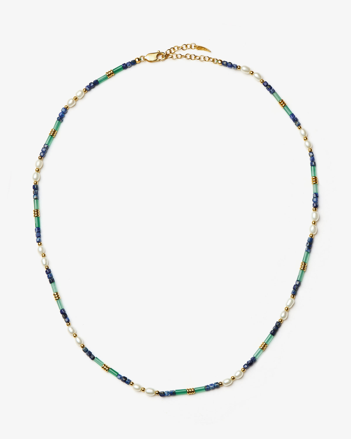 Missoma Beaded Lapis Onyx and Pearl Short Necklace in gold-plated brass