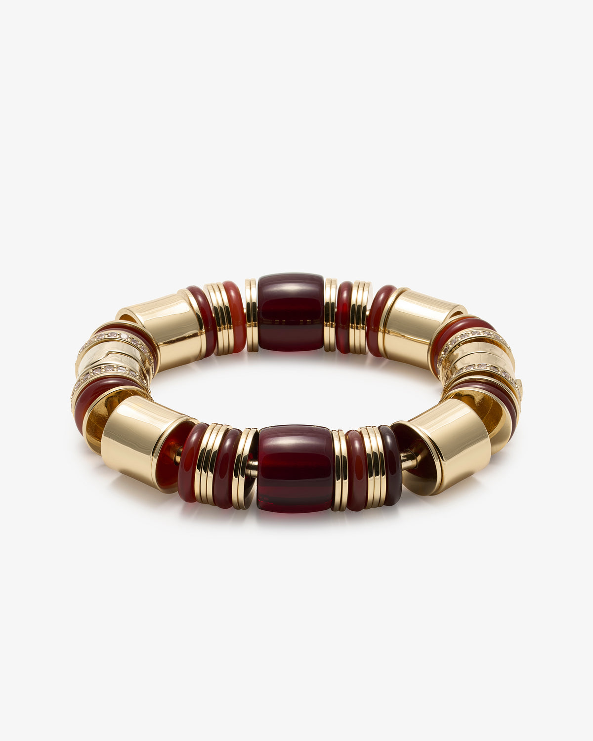 Amber and Carnelian Pave Keystone Bracelet