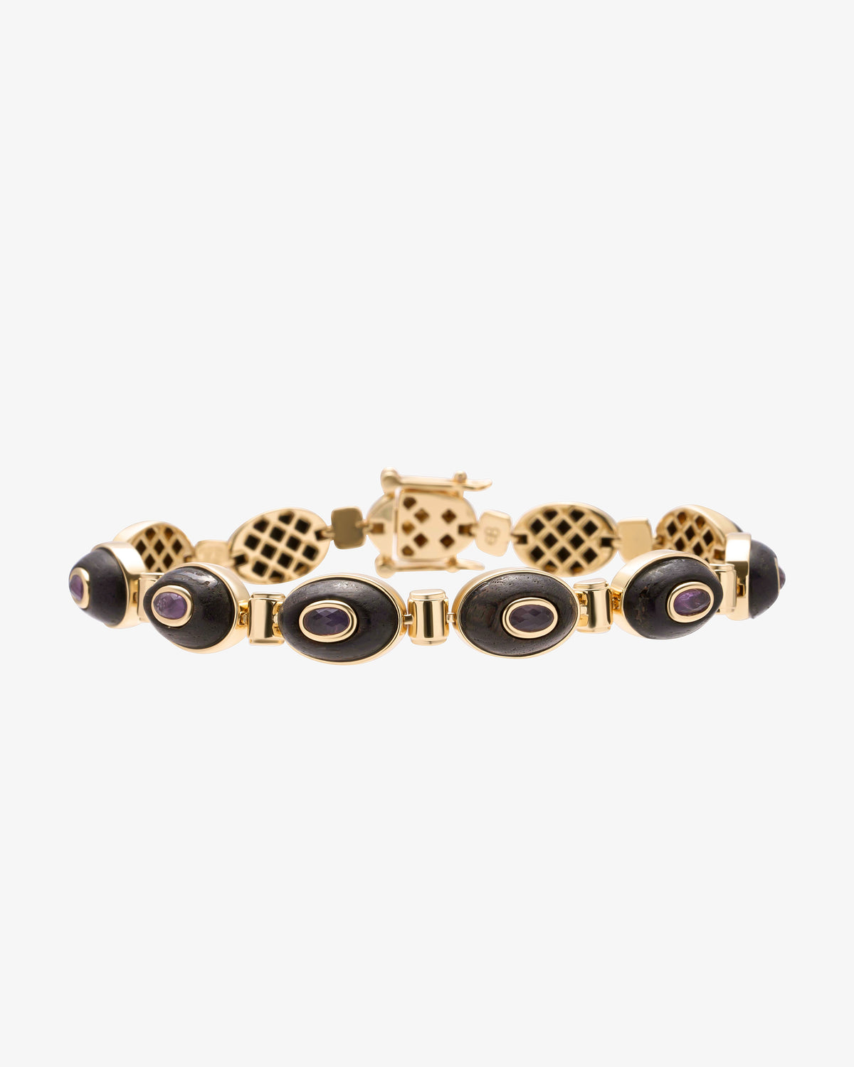 Eddie Borgo Callie Ebony and Amethyst Link Bracelet in gold-plated brass, alternate view