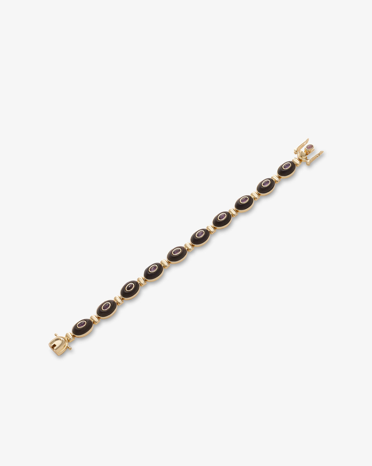 Eddie Borgo Callie Ebony and Amethyst Link Bracelet in gold-plated brass
