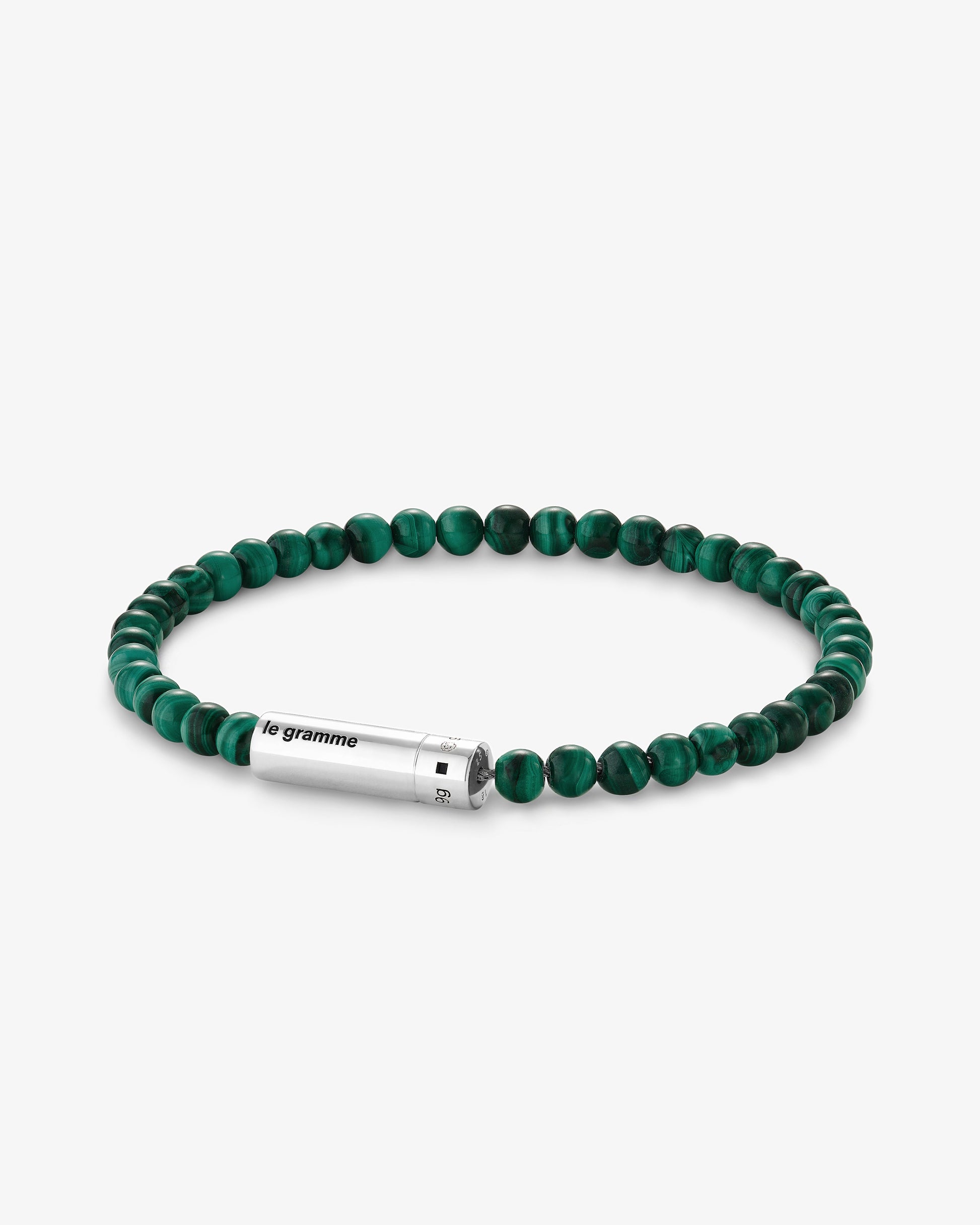 Le gramme 11g malachite beads cable bracelet