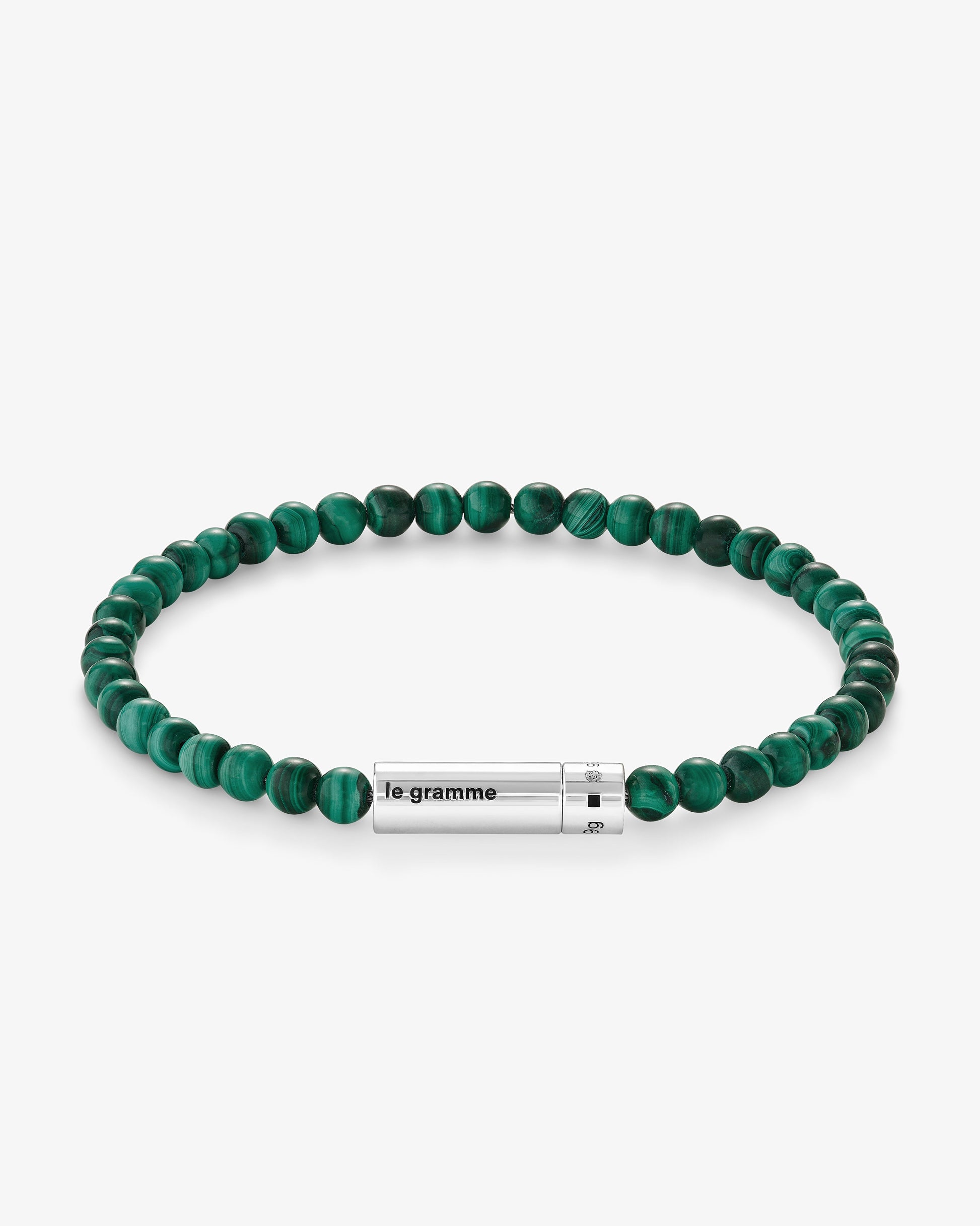 Le gramme 11g malachite beads cable bracelet