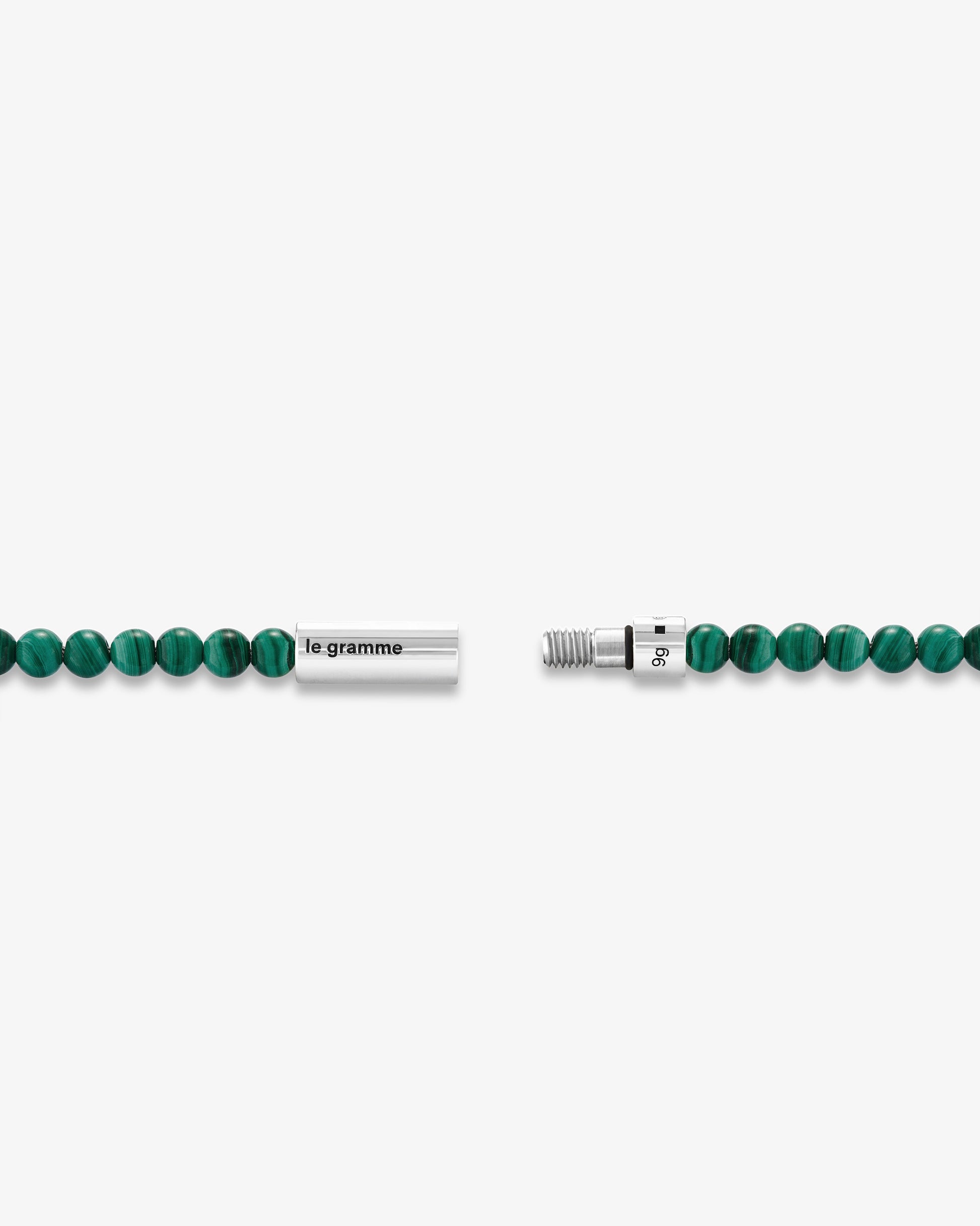 Le gramme 11g malachite beads cable bracelet