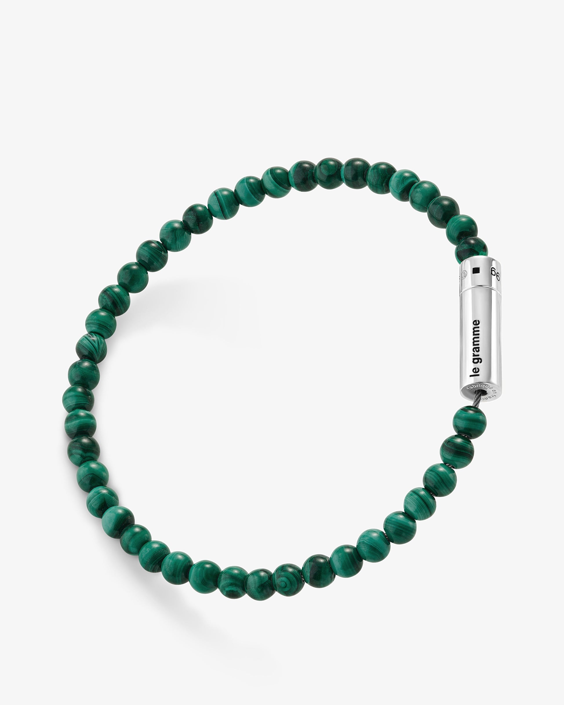Le gramme 11g malachite beads cable bracelet