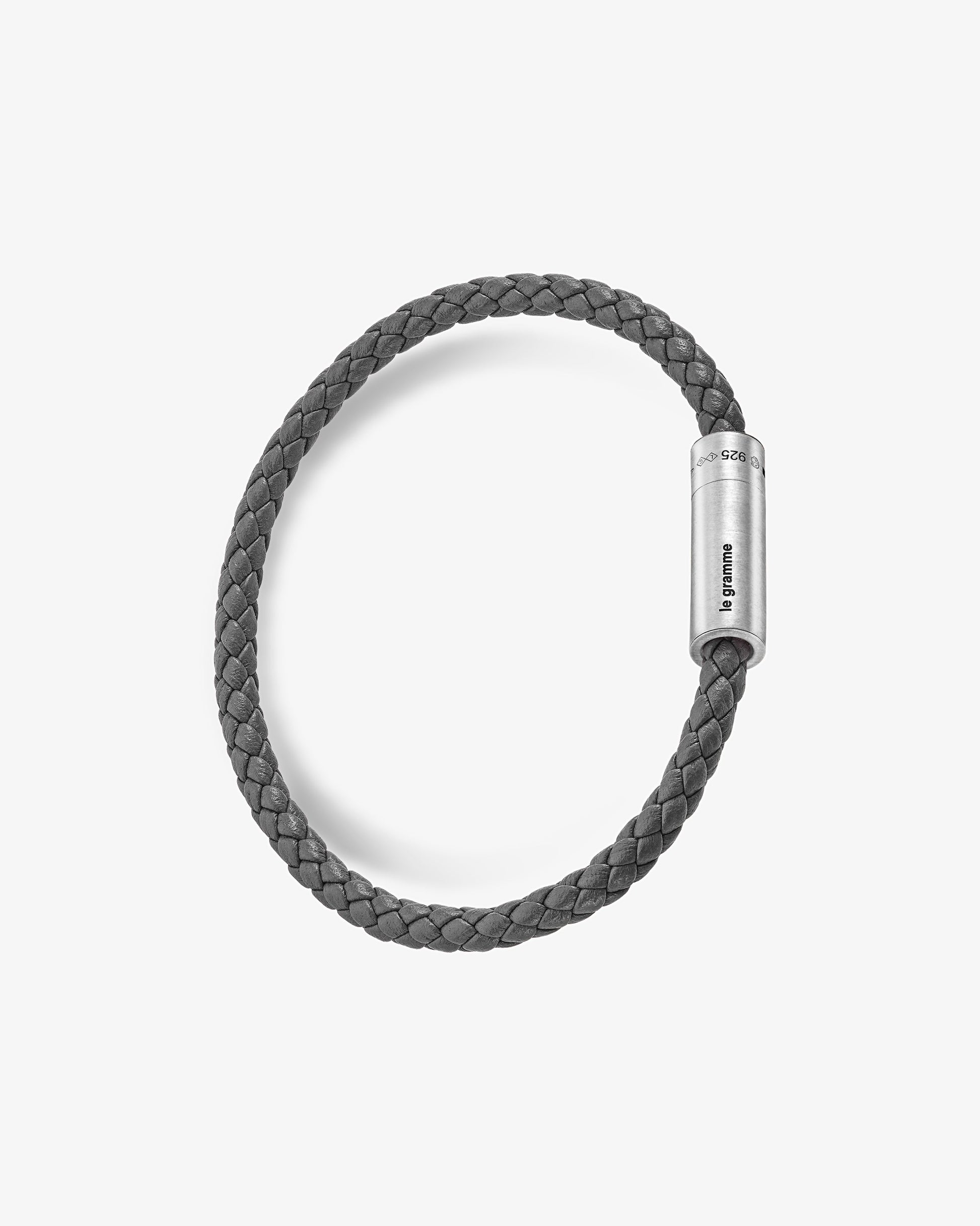 Le gramme 7g anthracite leather cable bracelet