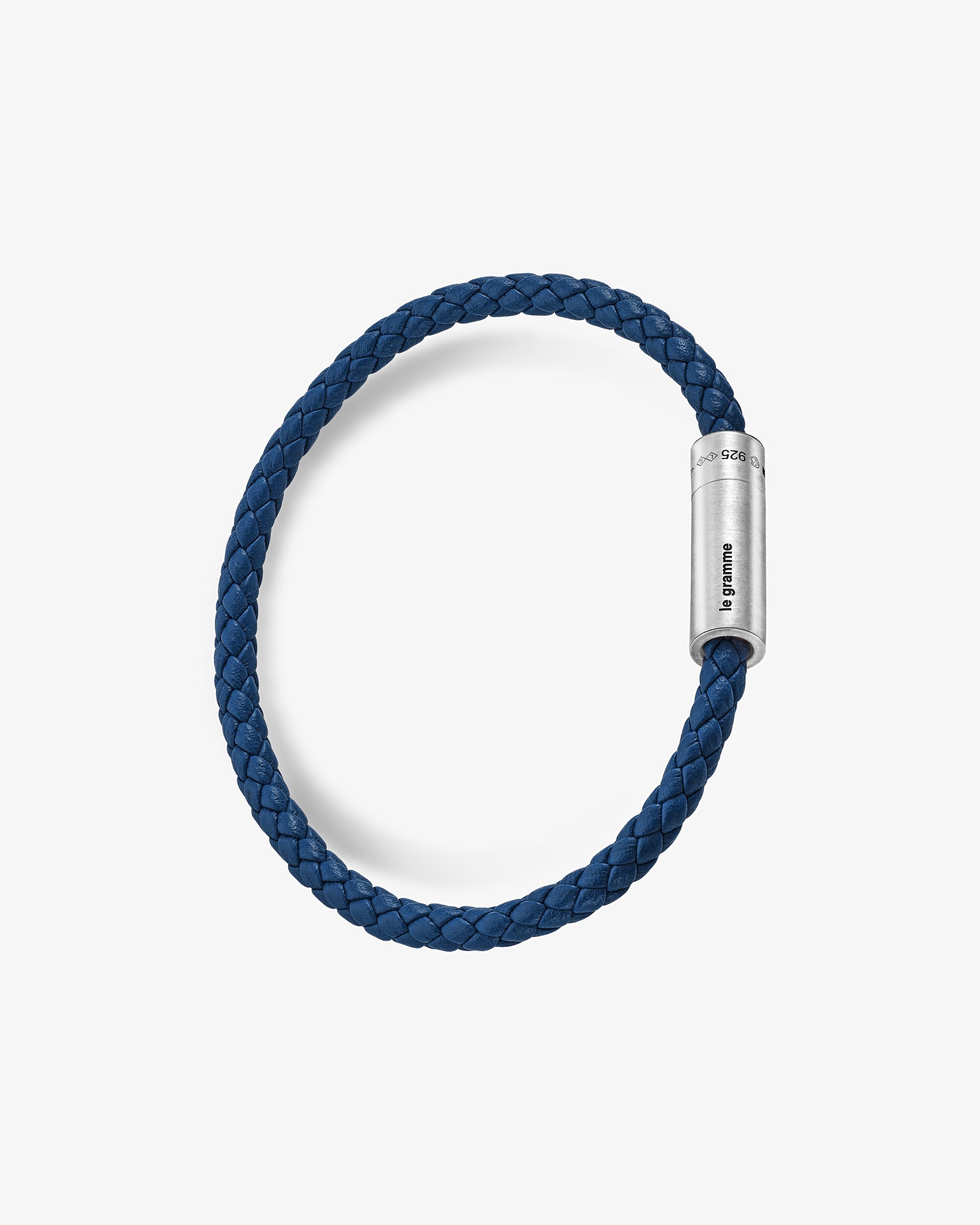 Le gramme 7g navy leather cable bracelet