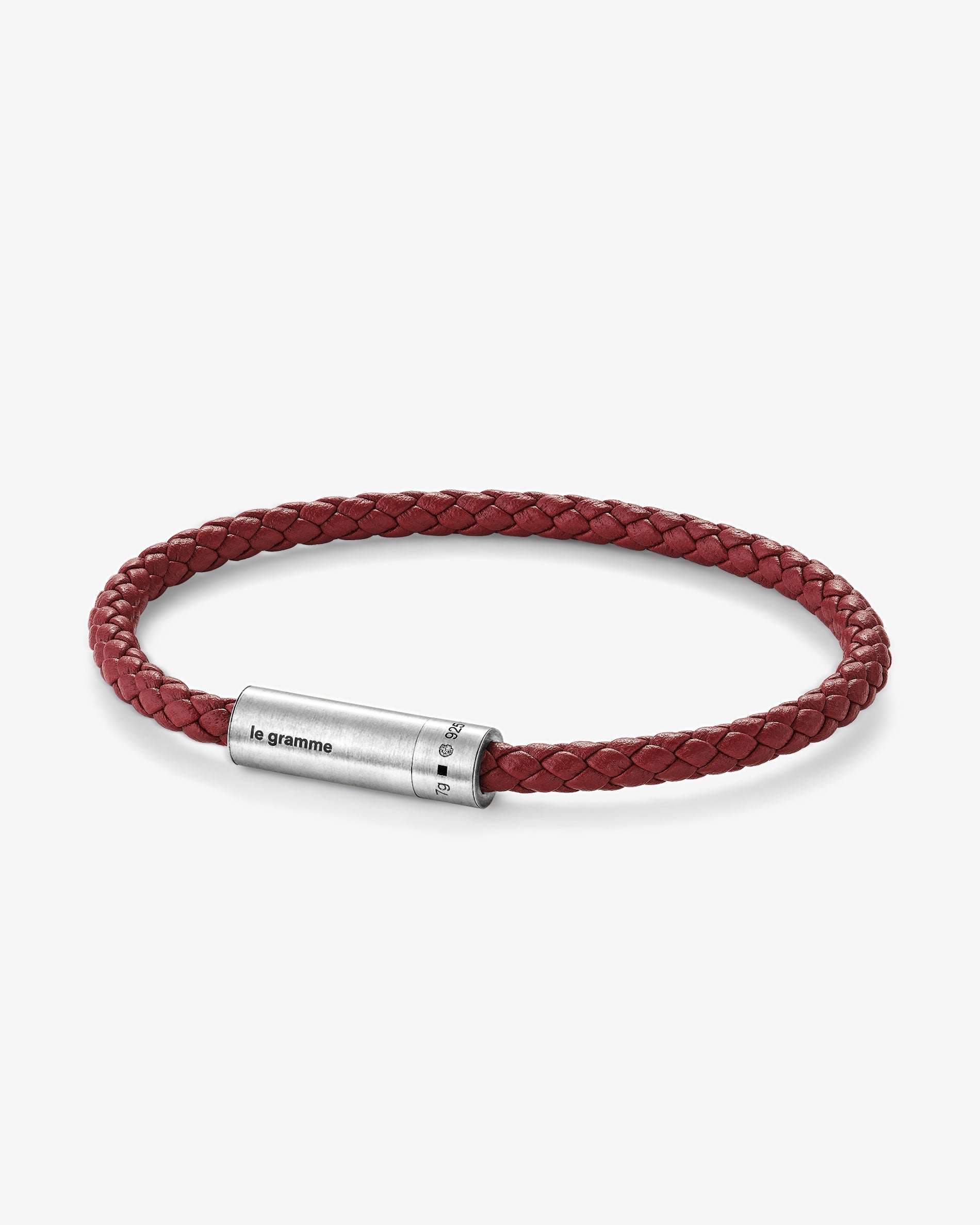 Le gramme 7g burgundy leather cable bracelet