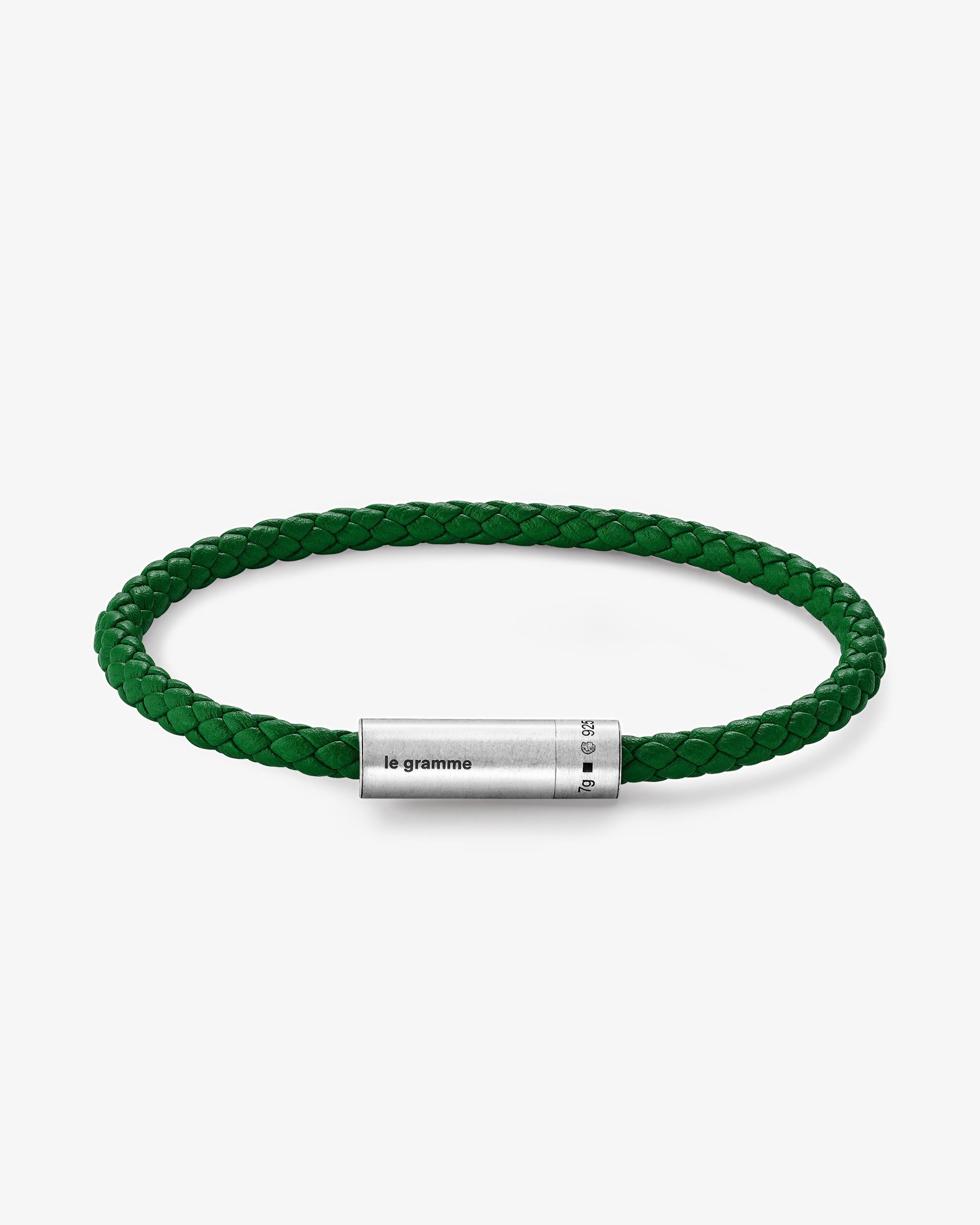 Le gramme 7g green leather cable bracelet