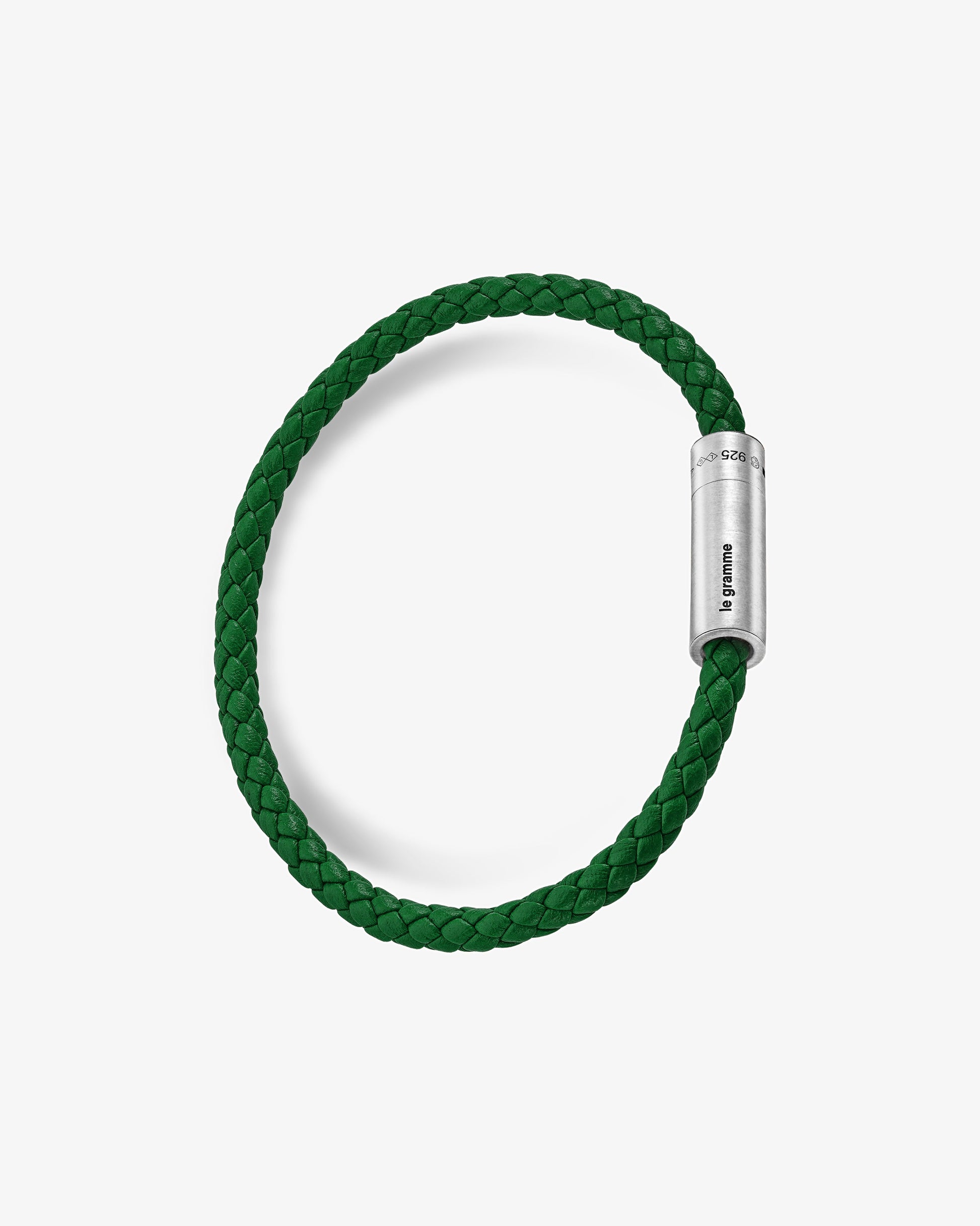Le gramme 7g green leather cable bracelet