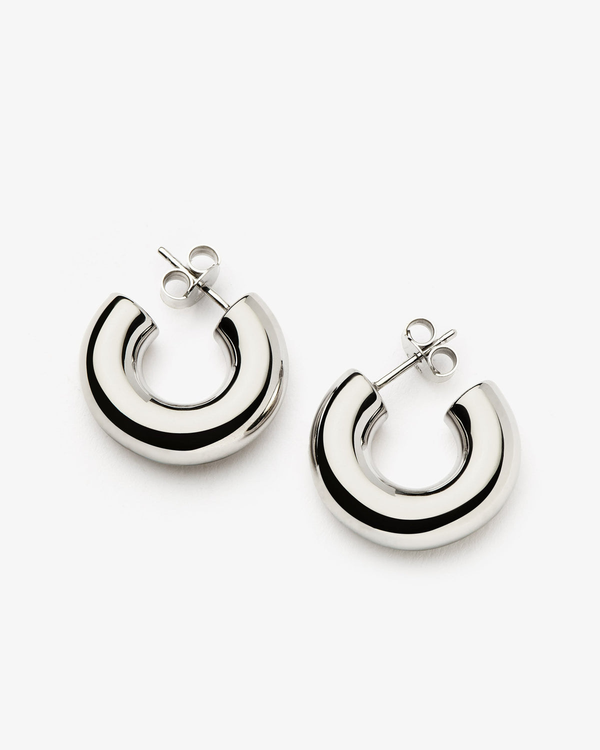 Missoma Medium Ridge Hoop Earrings in silver-plated brass, view 2