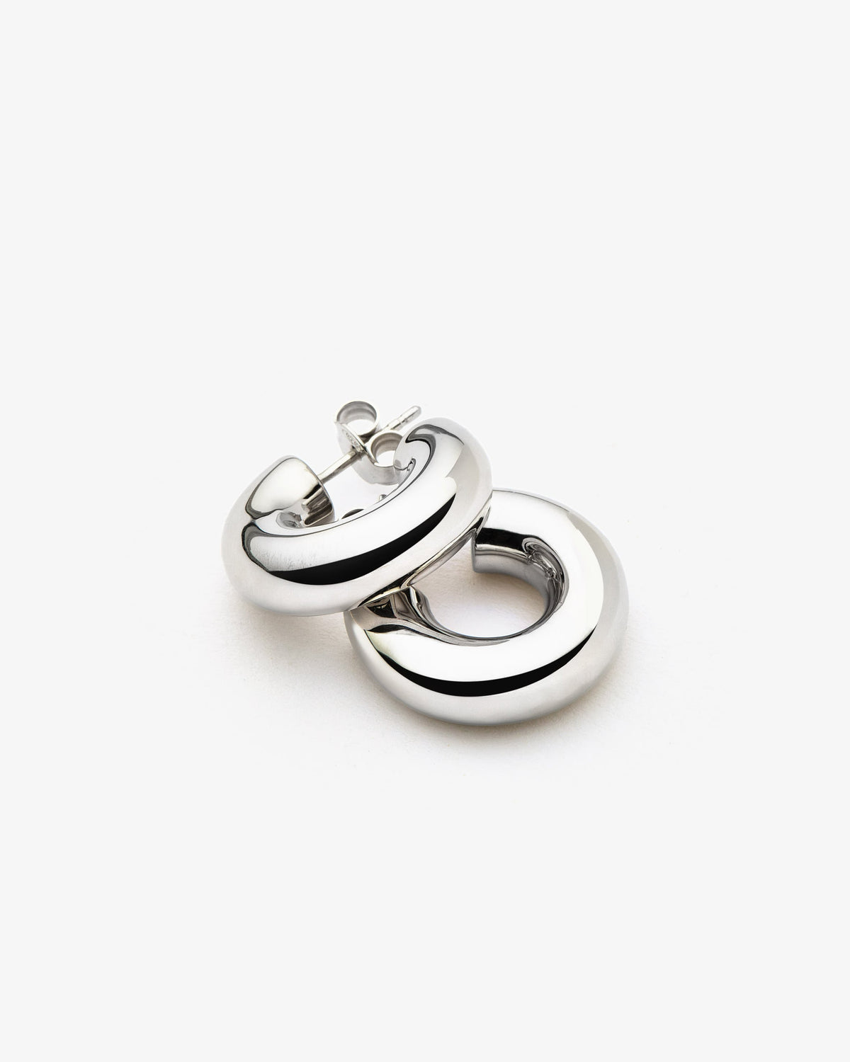 Missoma Medium Ridge Hoop Earrings in silver-plated brass, view 3