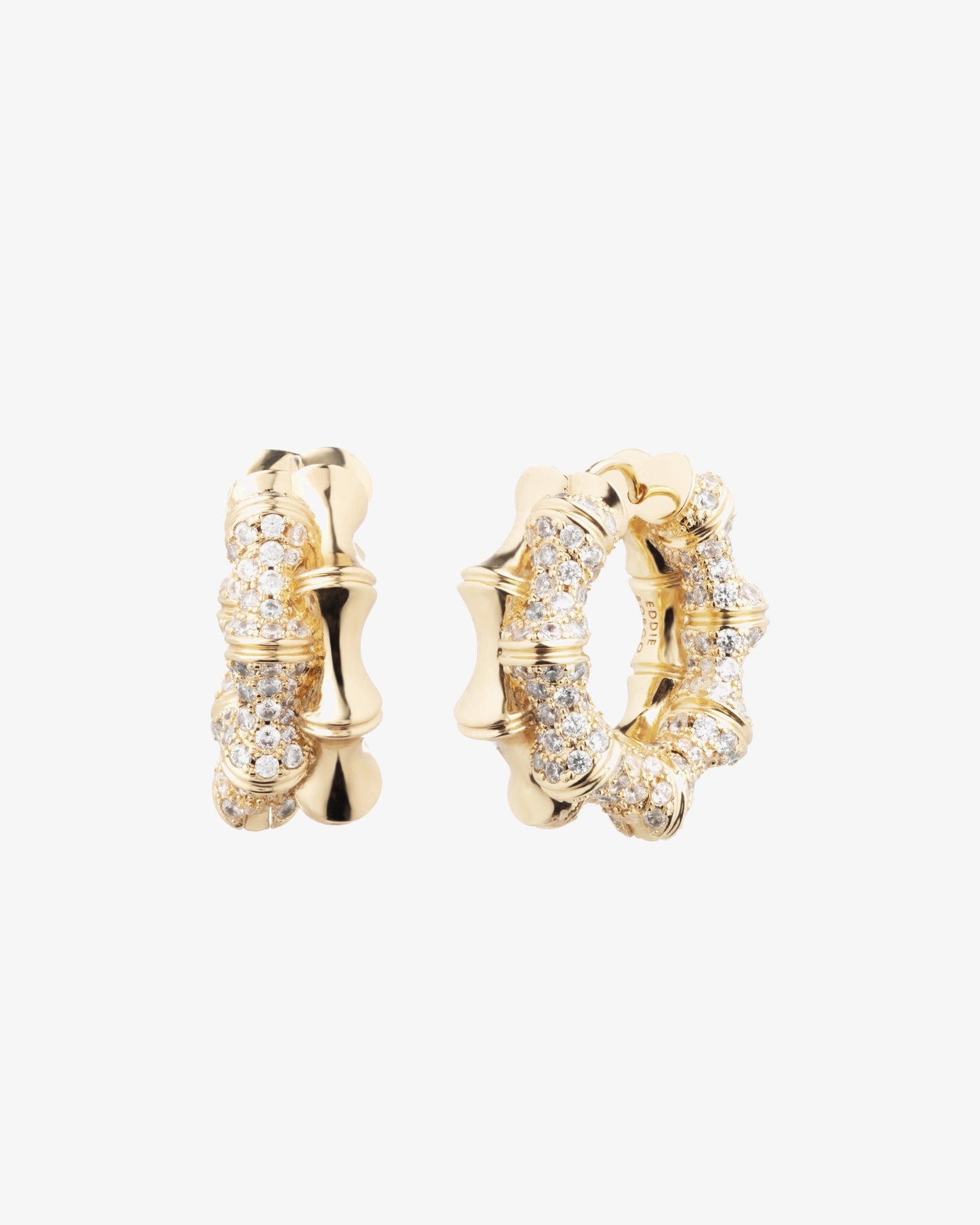 Eddie Borgo Double Pave Bambu Hoop Earrings