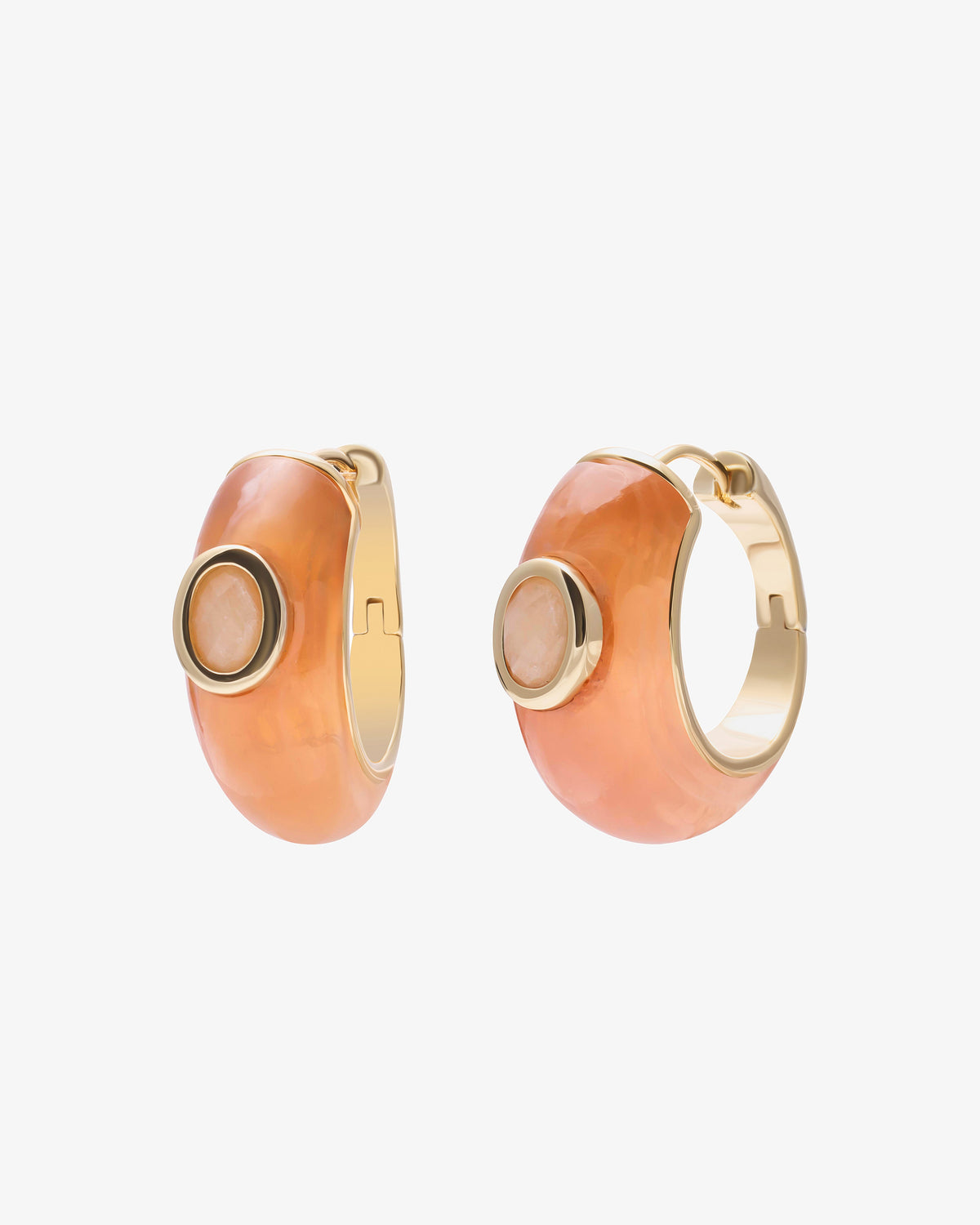 Eddie Borgo Callie Amber and Aragonite Hoop Earrings in gold-plated brass