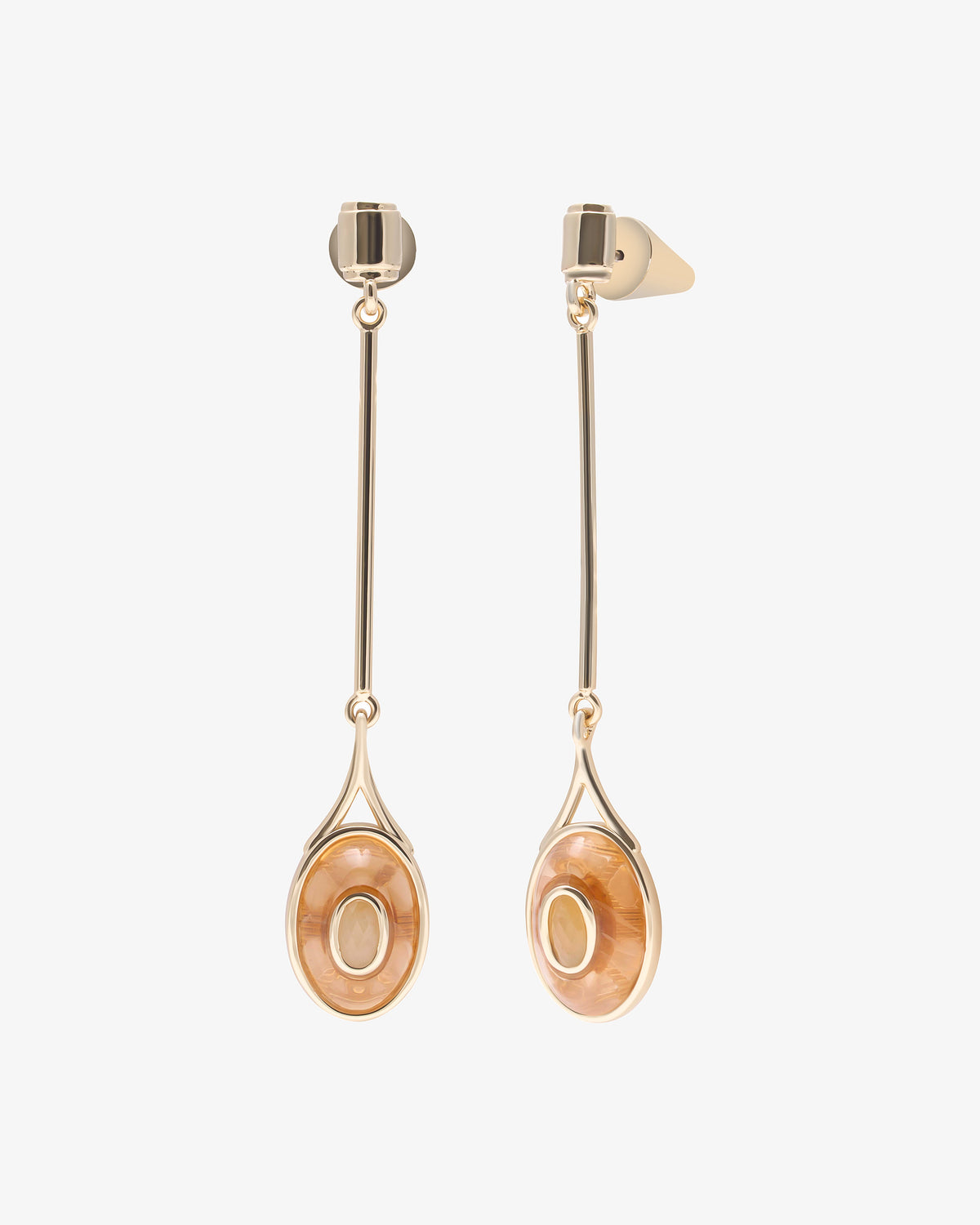 Eddie Borgo Callie Line Amber and Aragonite Earrings in gold-plated brass