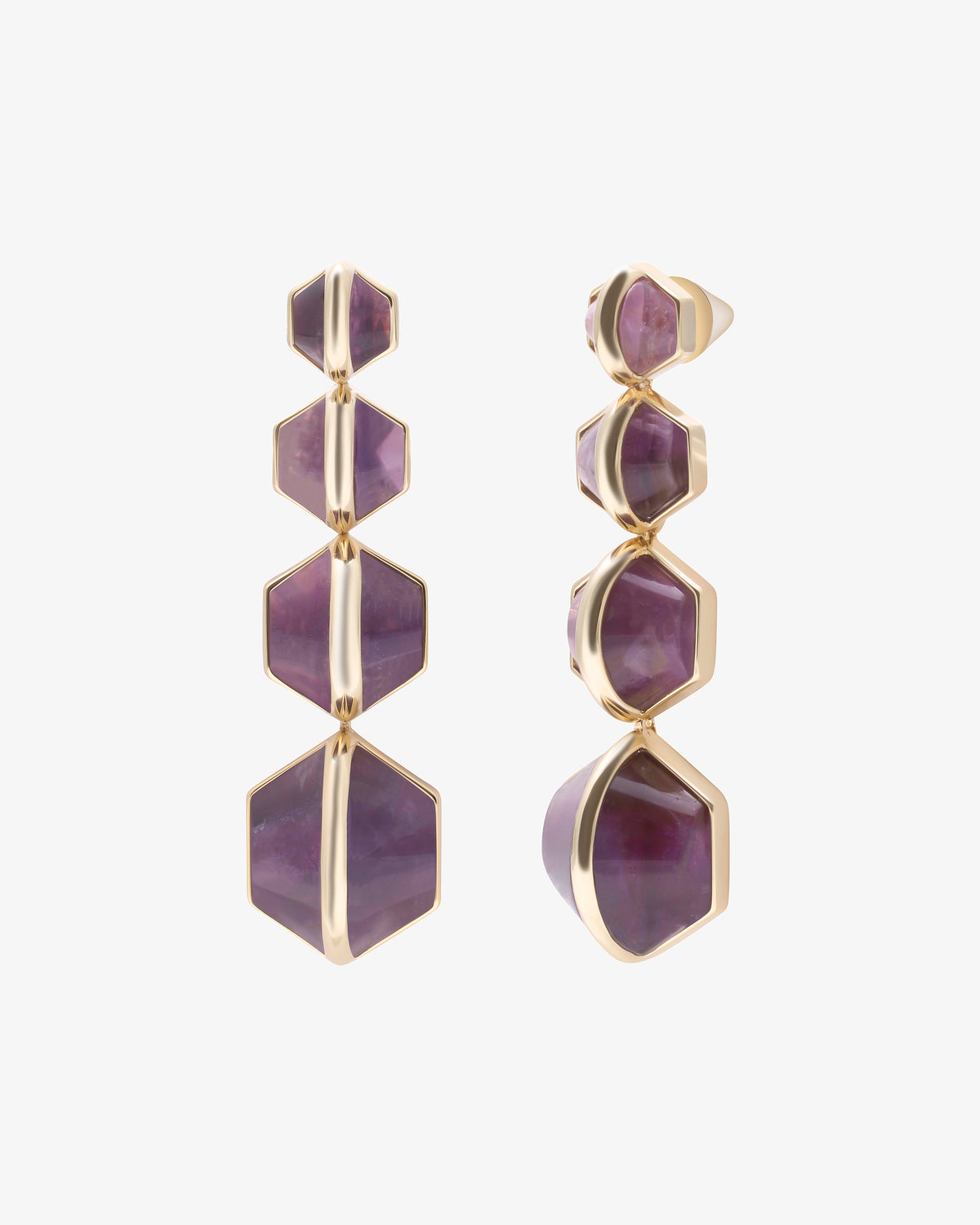 Eddie Borgo Inlaid Honeycomb Amethyst Drop Earrings in gold-plated brass