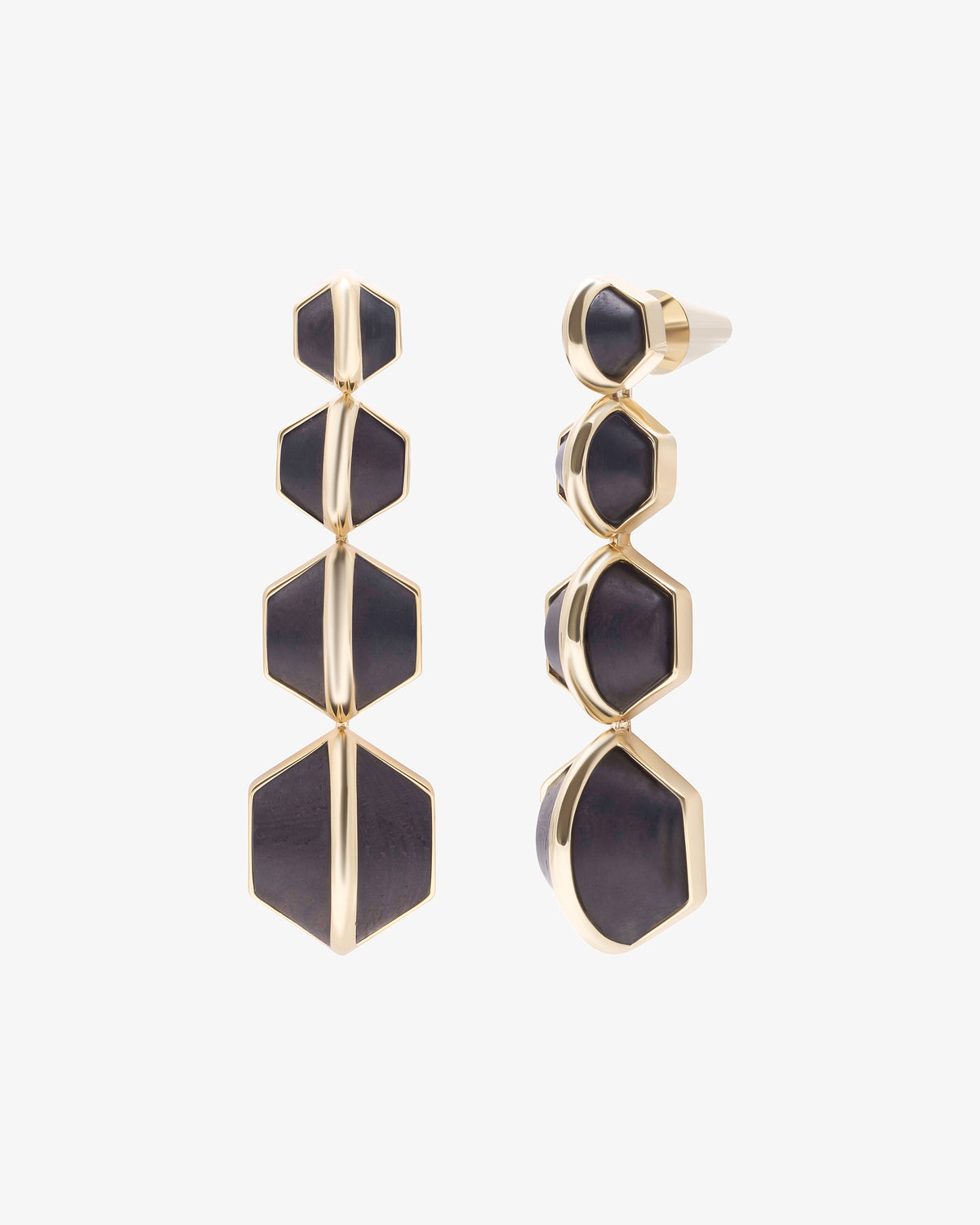 Eddie Borgo Inlaid Honeycomb Ebony Drop Earrings in gold-plated brass
