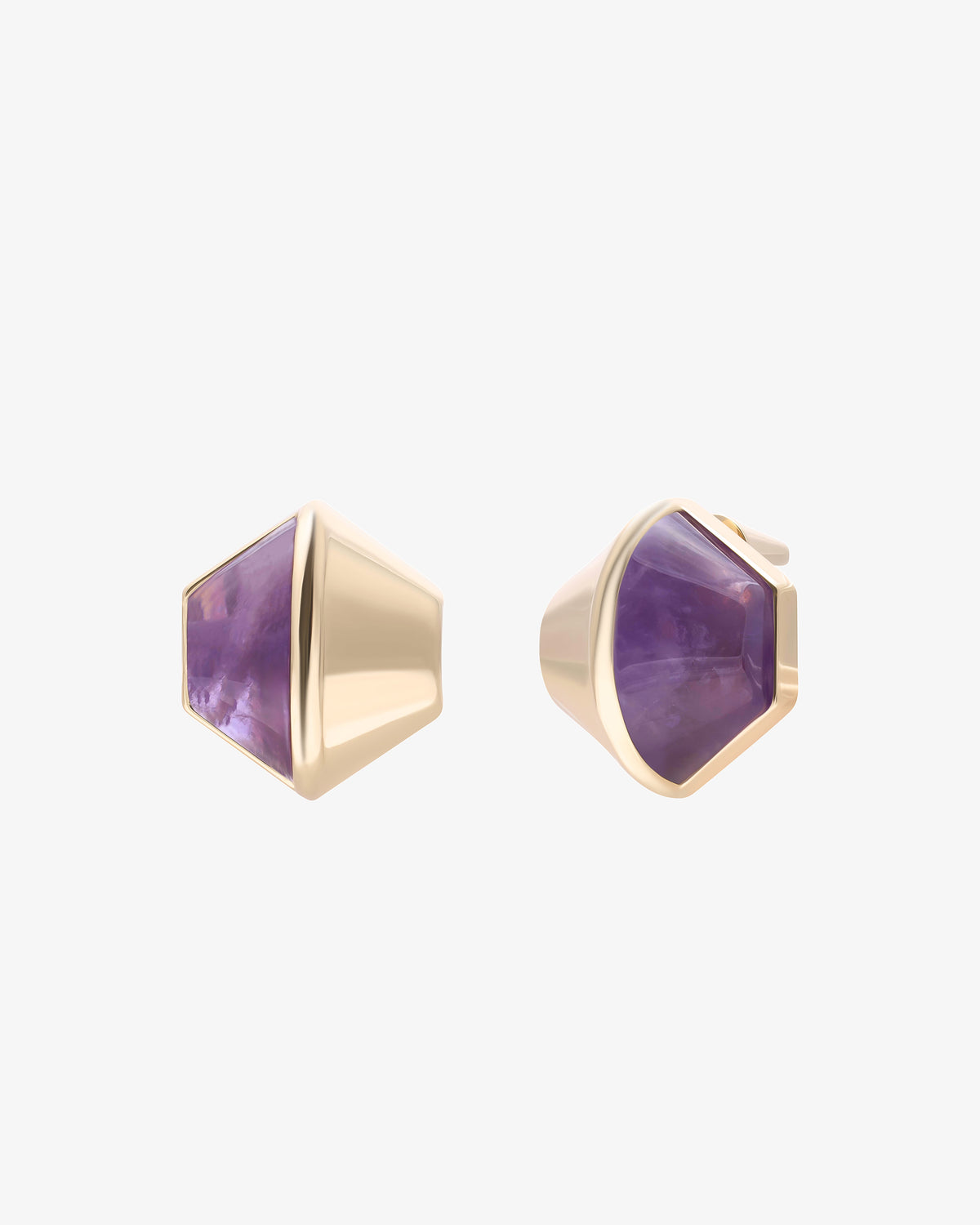 Eddie Borgo Inlaid Honeycomb Amethyst Stud Earrings in gold-plated brass