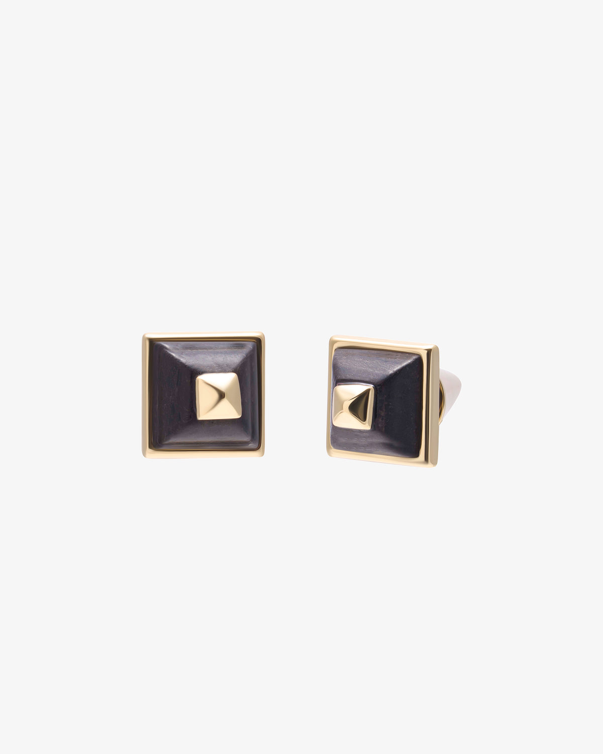 Eddie Borgo Sugarloaf Pyramid Ebony Studs in gold-plated brass
