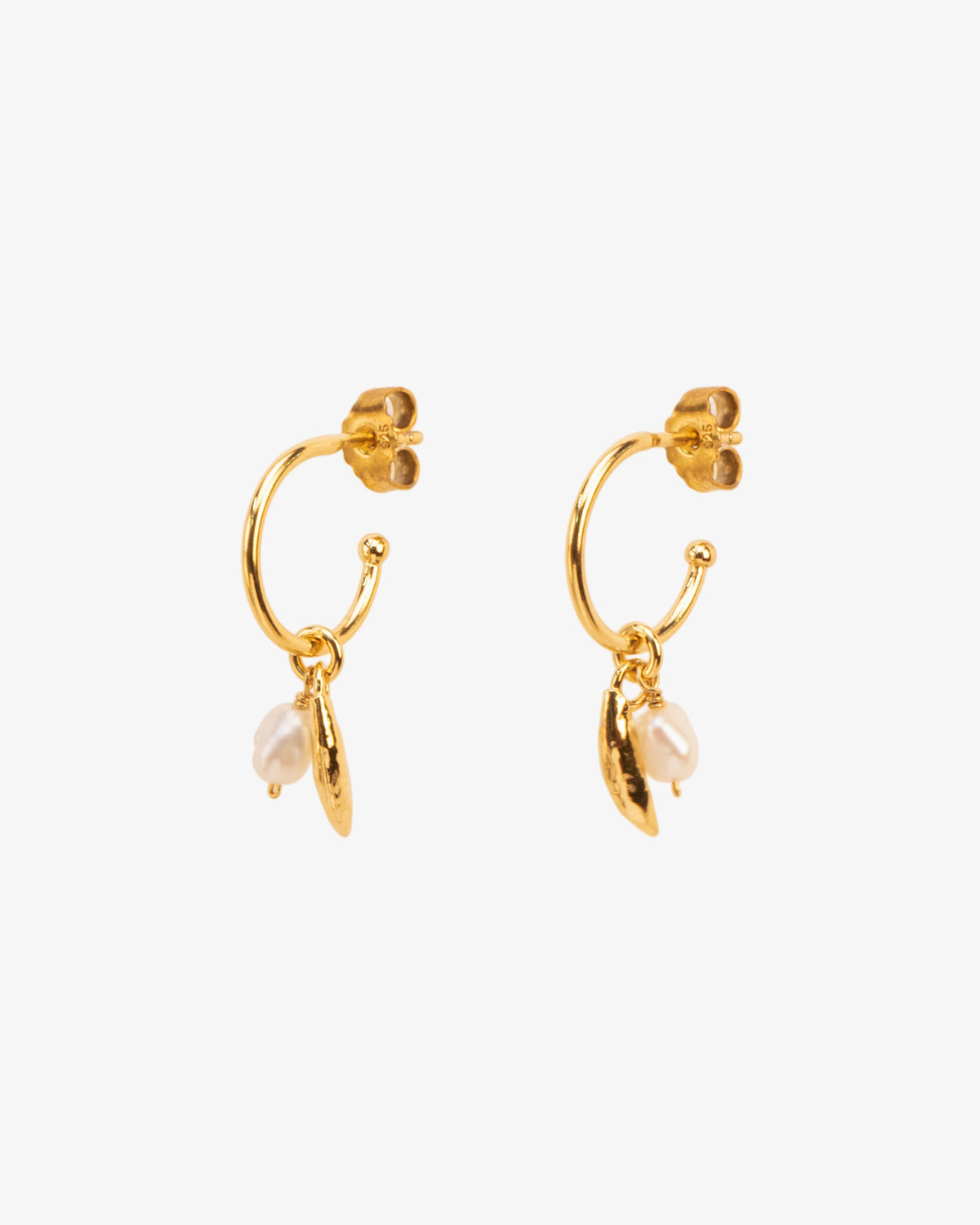 Wouters & Hendrix Leaf and Pearl Hoops, side view