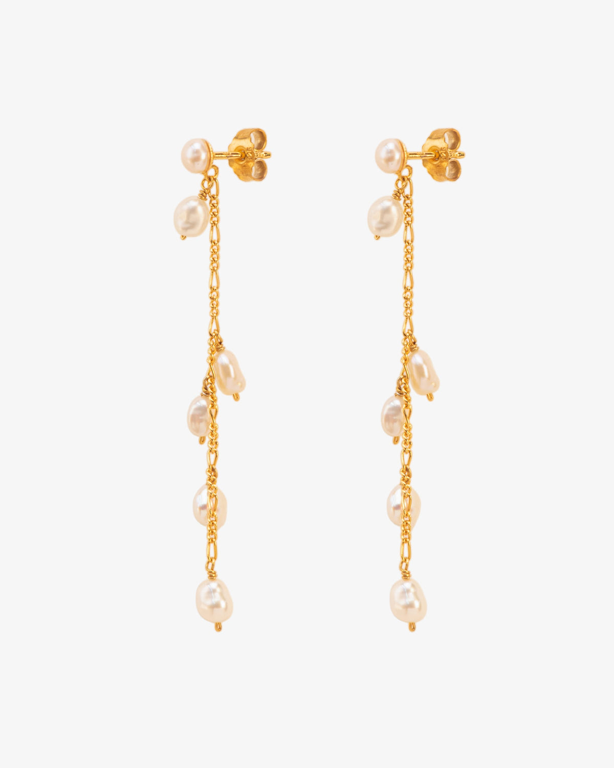 Wouters & Hendrix Long Pearl Stud Earrings, side view