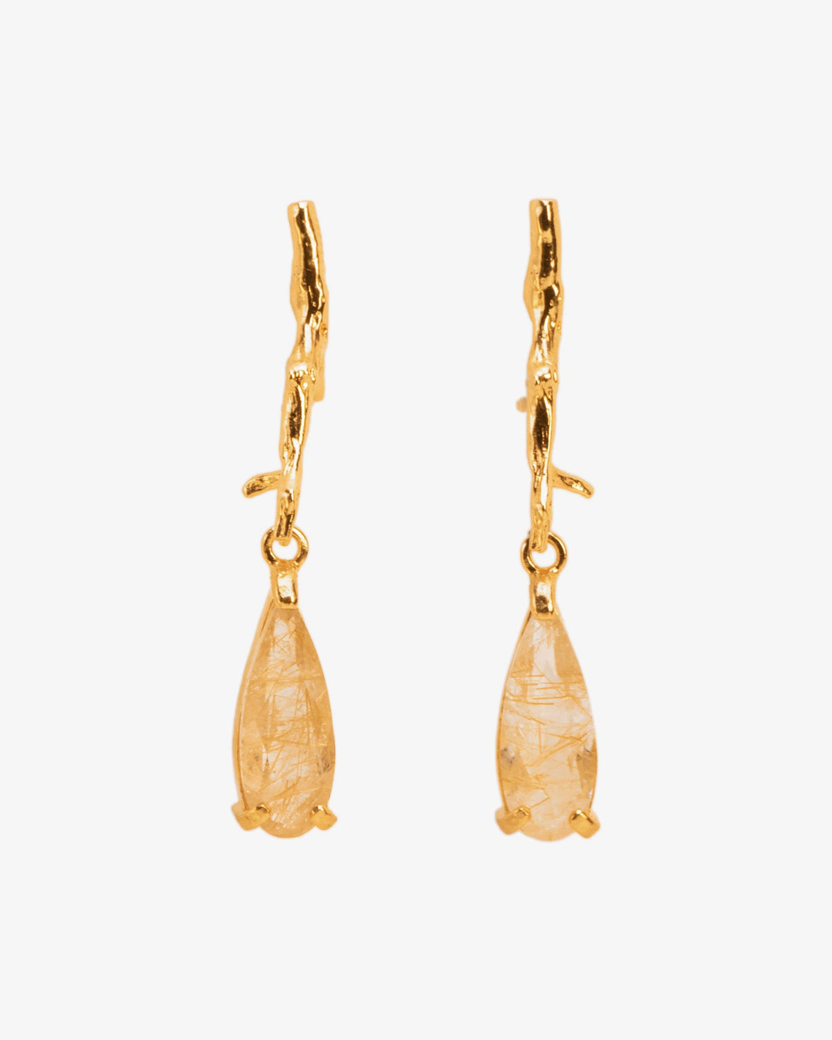 Wouters & Hendrix Branch-Shaped Rutilated Quartz Drop Studs