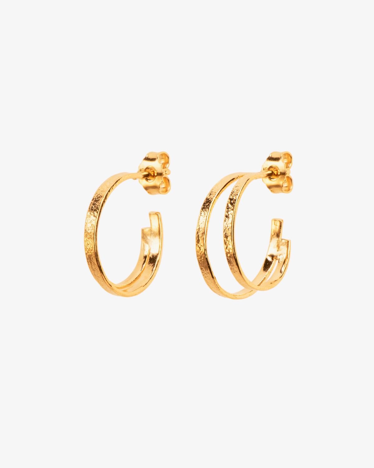Wouters & Hendrix Doubled Hammered Hoop Earrings, side view