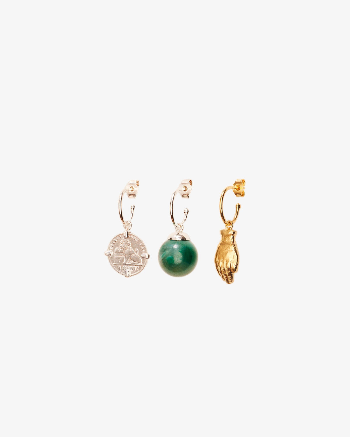 Wouters & Hendrix Triple Charm Hoops, side view