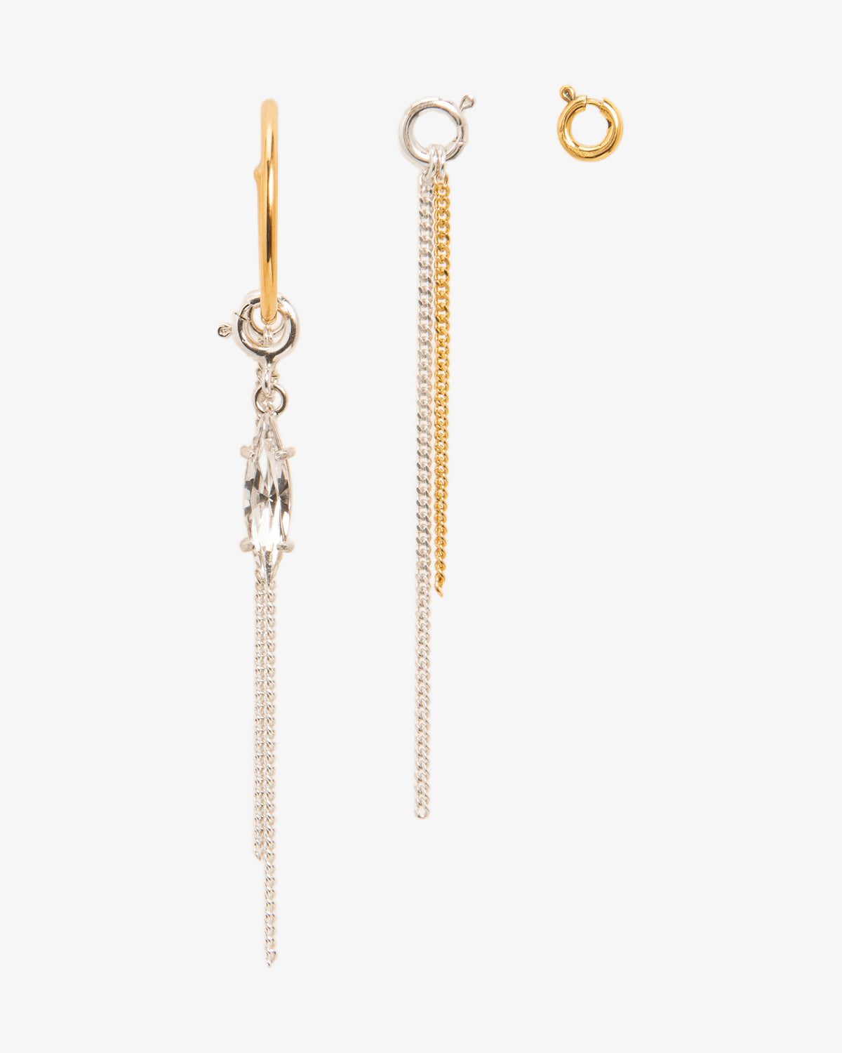 Marquis Crystal Spring Ring and Falling Chain Earring Trio