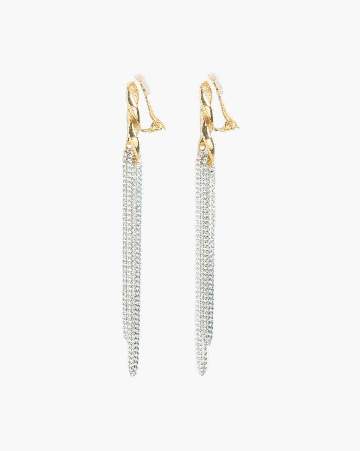 Chunky Falling Chain Statement Clip Earrings