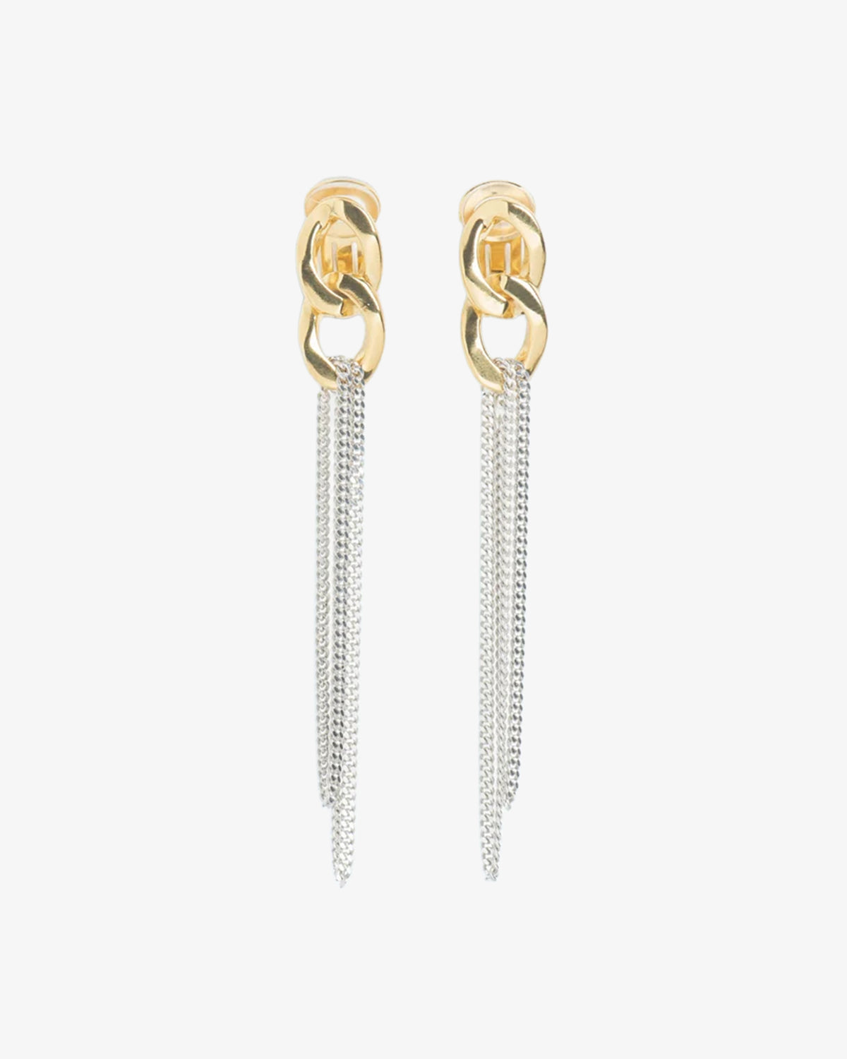 Chunky Falling Chain Statement Clip Earrings