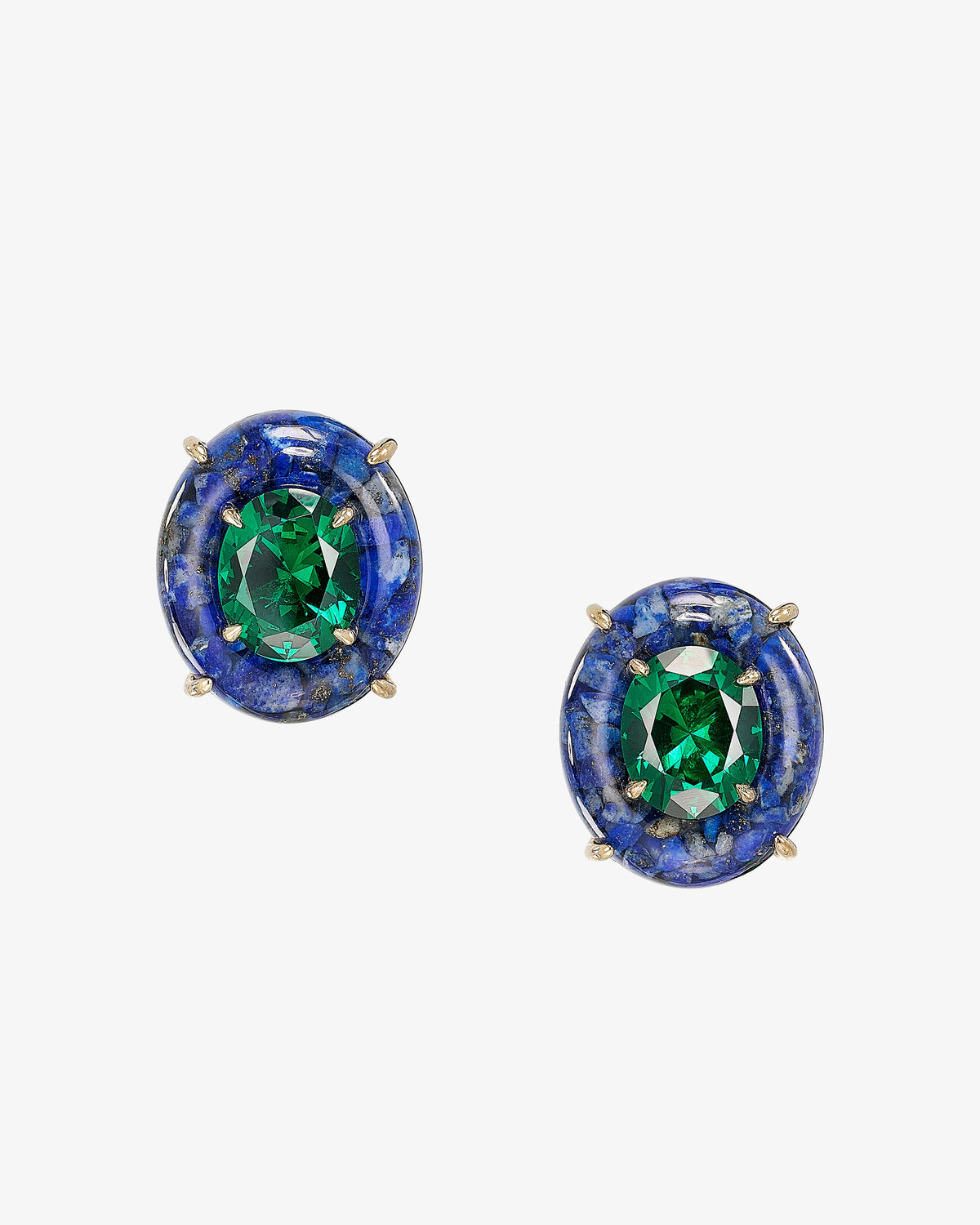 Anabela Chan Emerald & Lapis Pebble Earrings