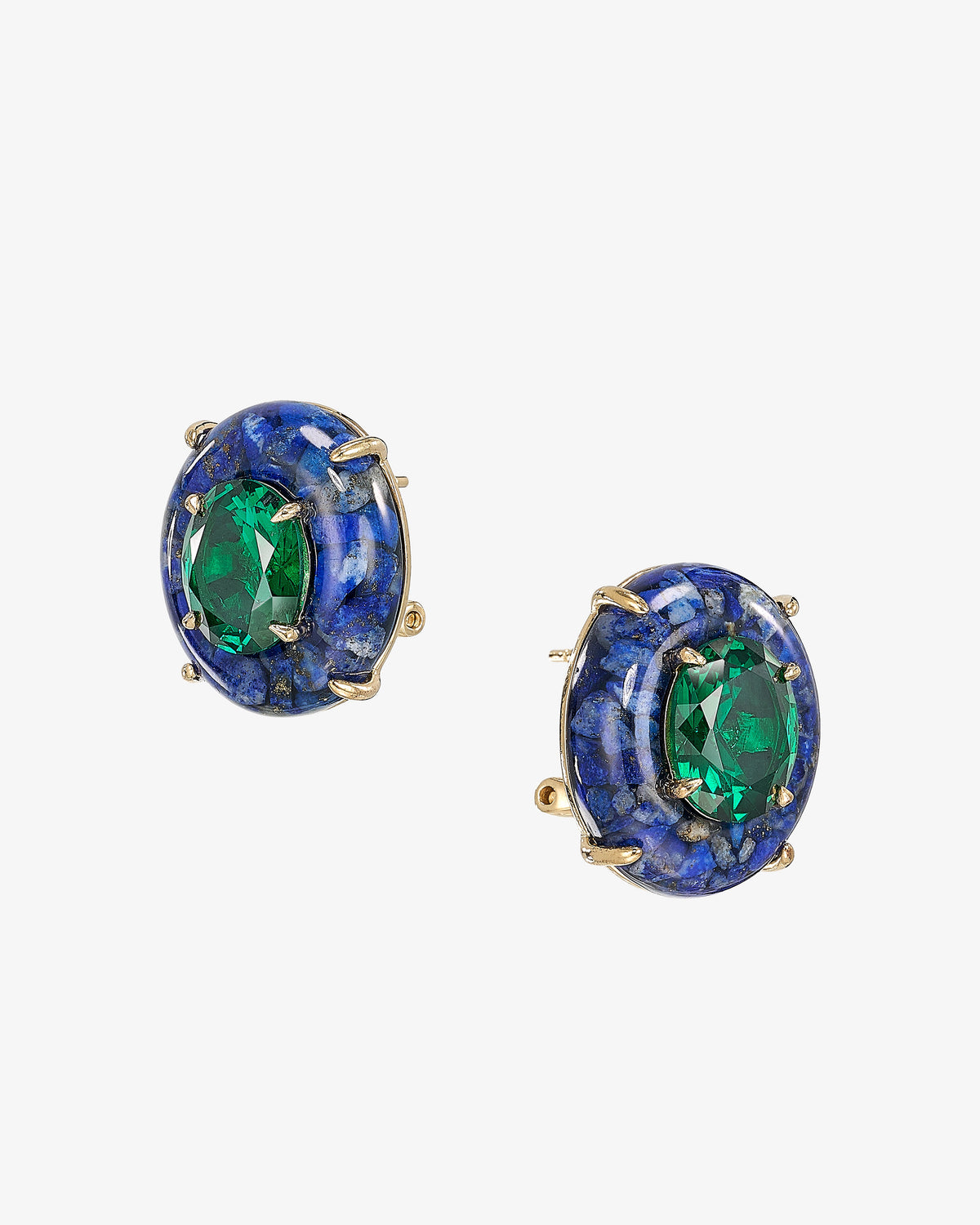 Anabela Chan Emerald & Lapis Pebble Earrings