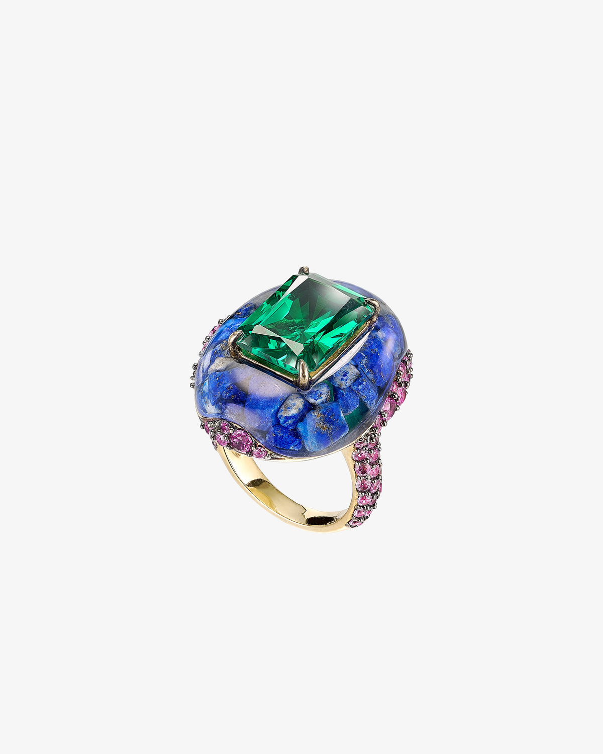 Anabela Chan Emerald & Lapis Pebble Ring