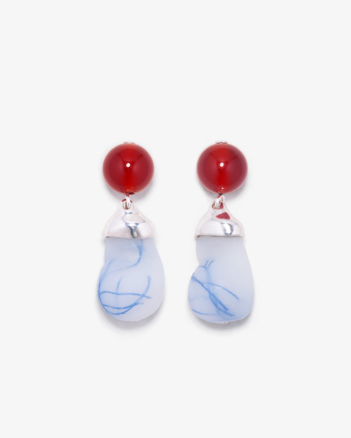 Completed Works – Blue And Red Resin Earrings
