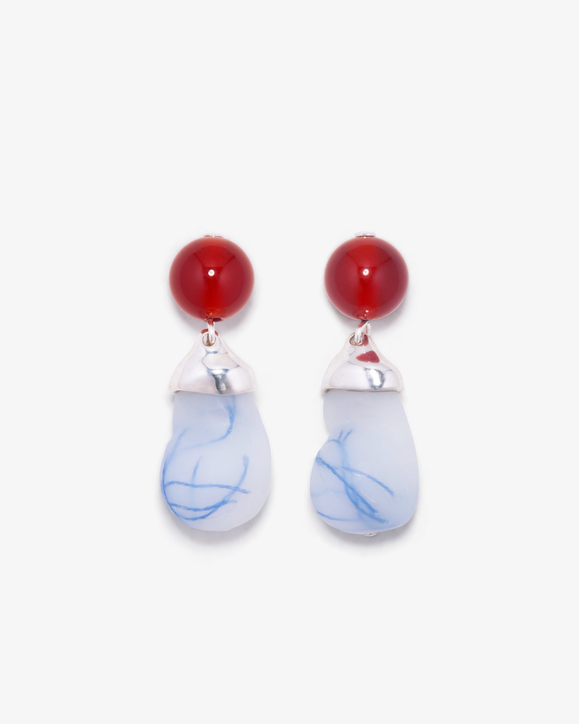 Completed Works – Blue And Red Resin Earrings