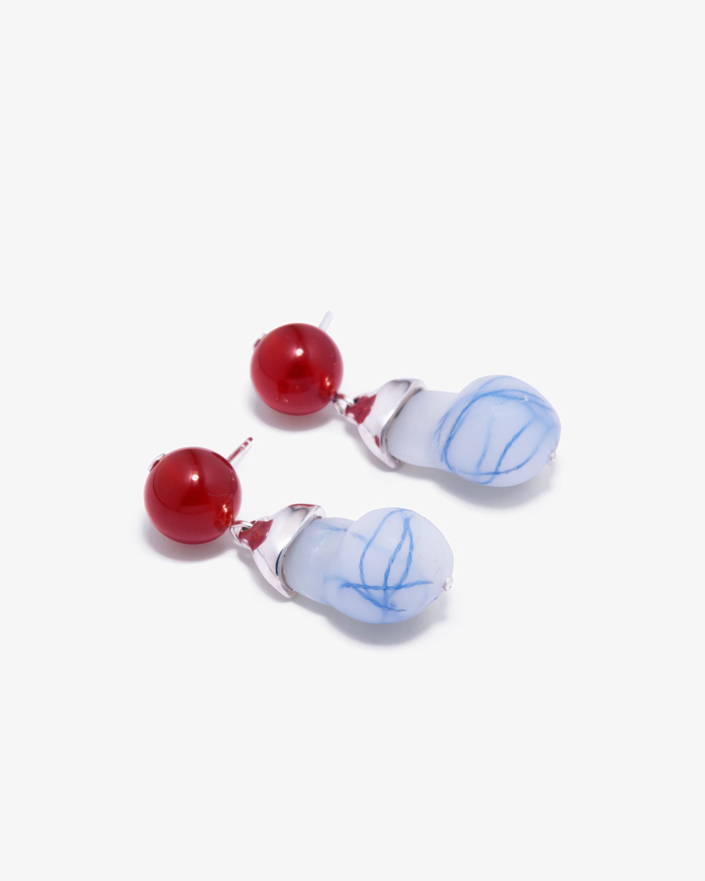 Completed Works – Blue And Red Resin Earrings