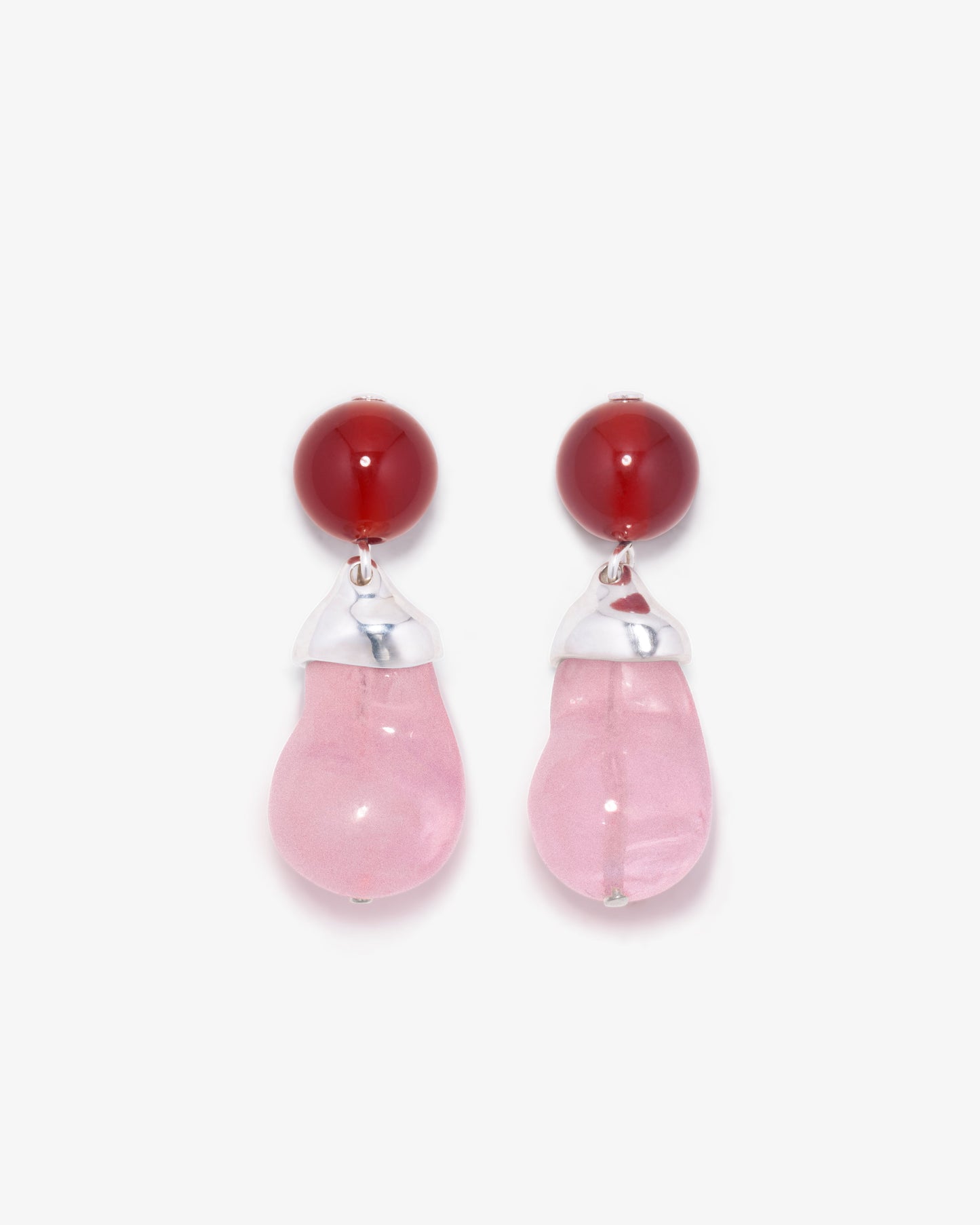 Completed Works – Pink And Red Resin Earrings
