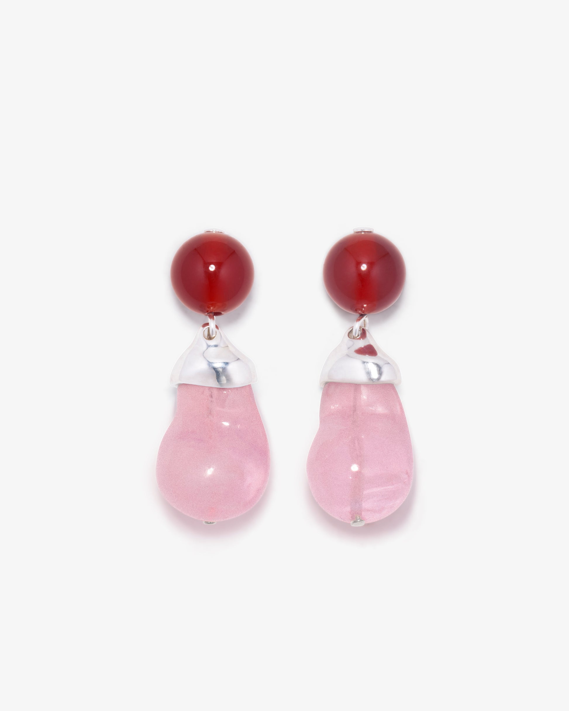 Completed Works – Pink And Red Resin Earrings